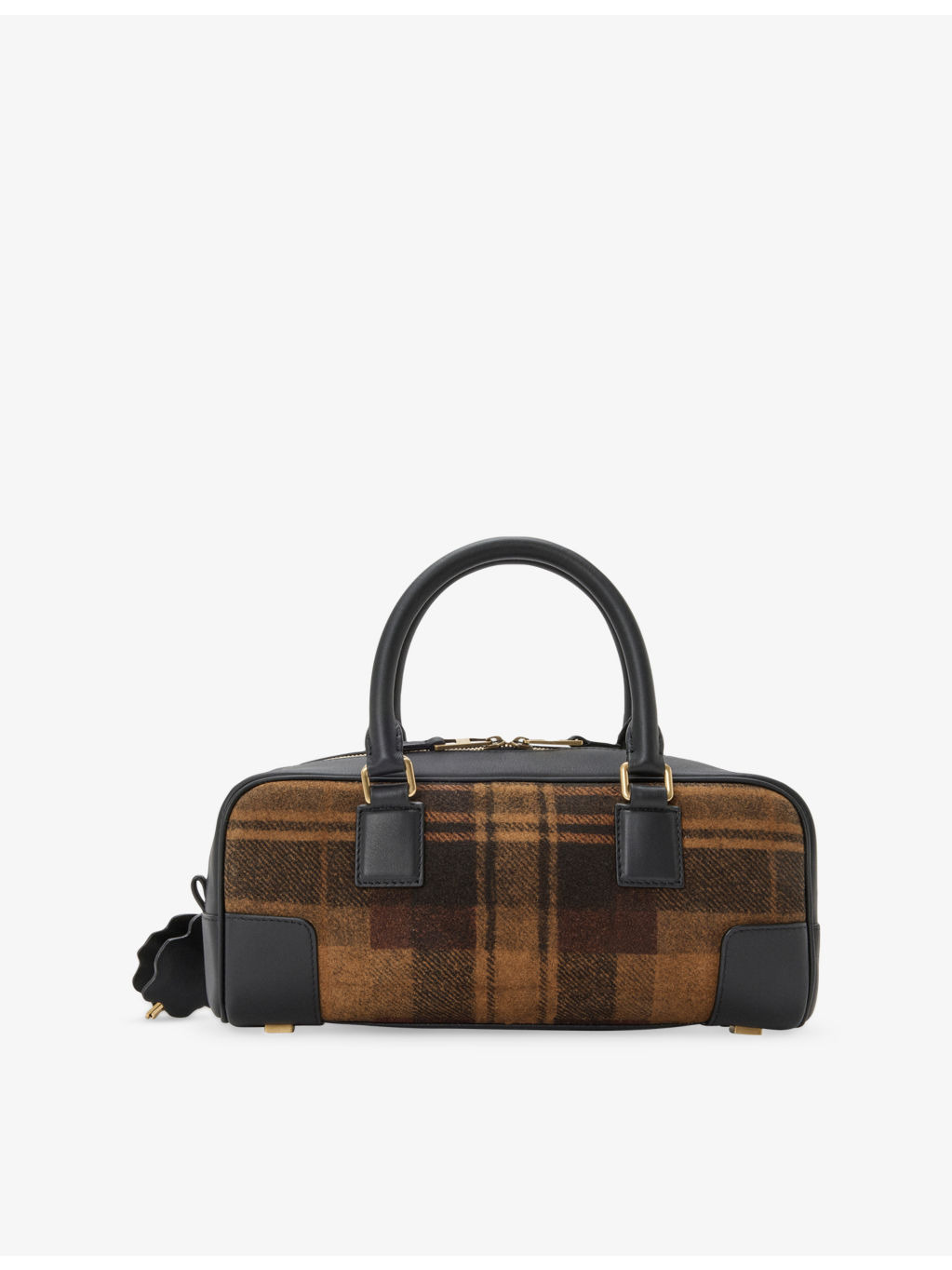 Amazona 23 Tartan Cropped Leather And Fabric Shoulder Bag - 9