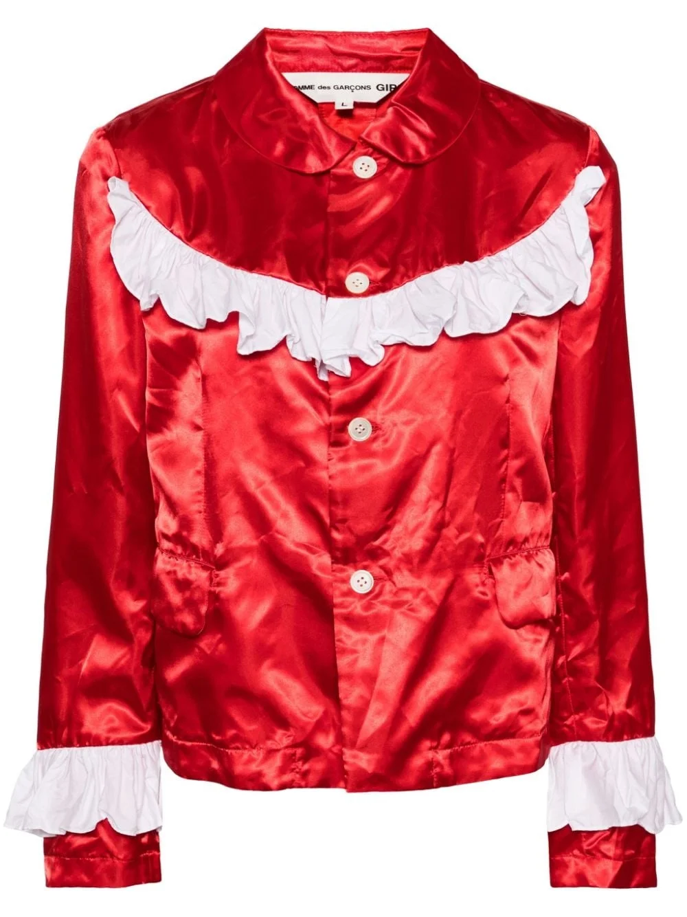 ruffled-appliqué satin jacket - 1