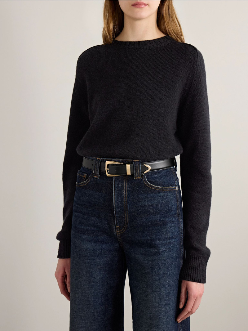 KHAITE Benny leather belt Black outlook