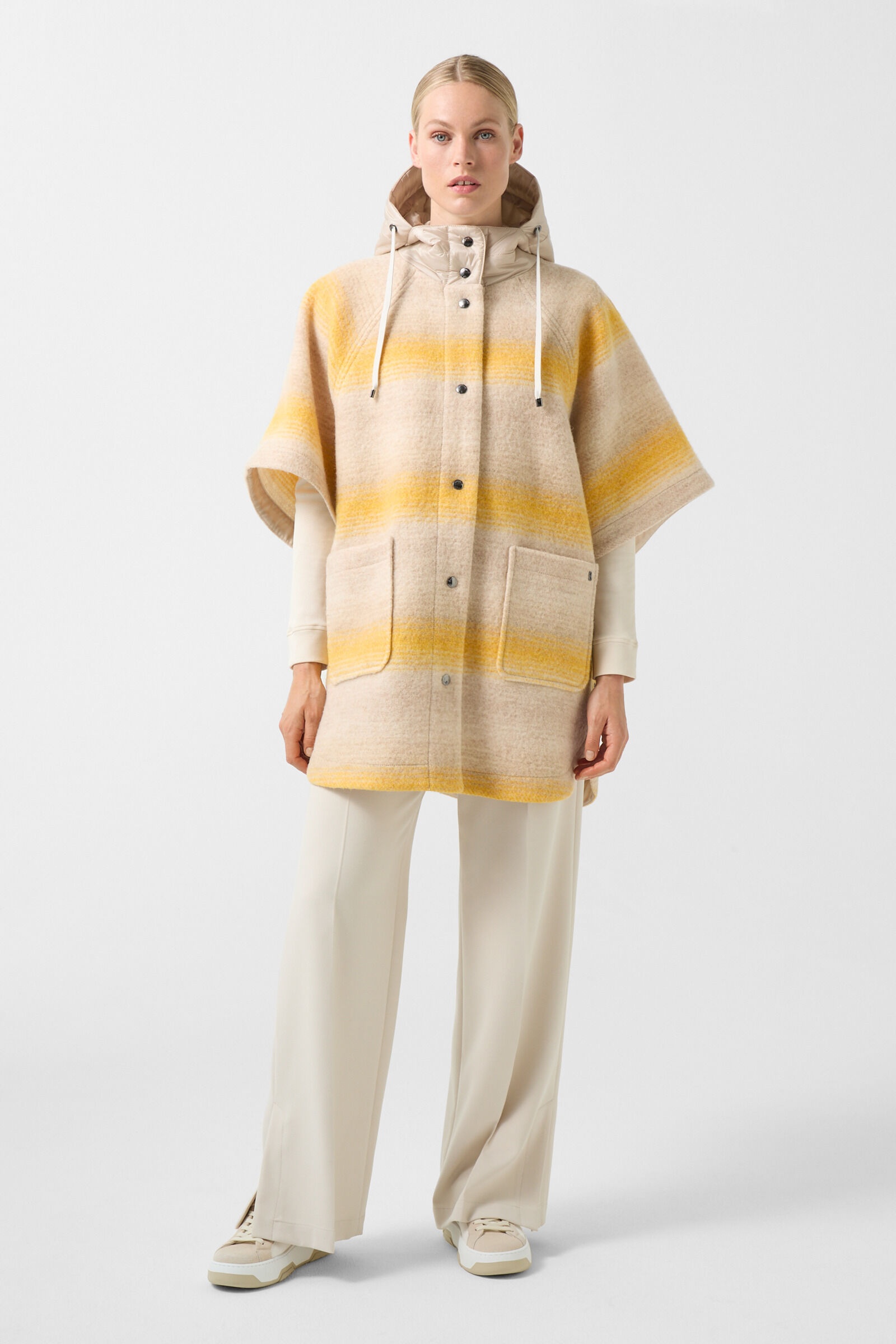 Harriet poncho in Mustard yellow/Beige - 4