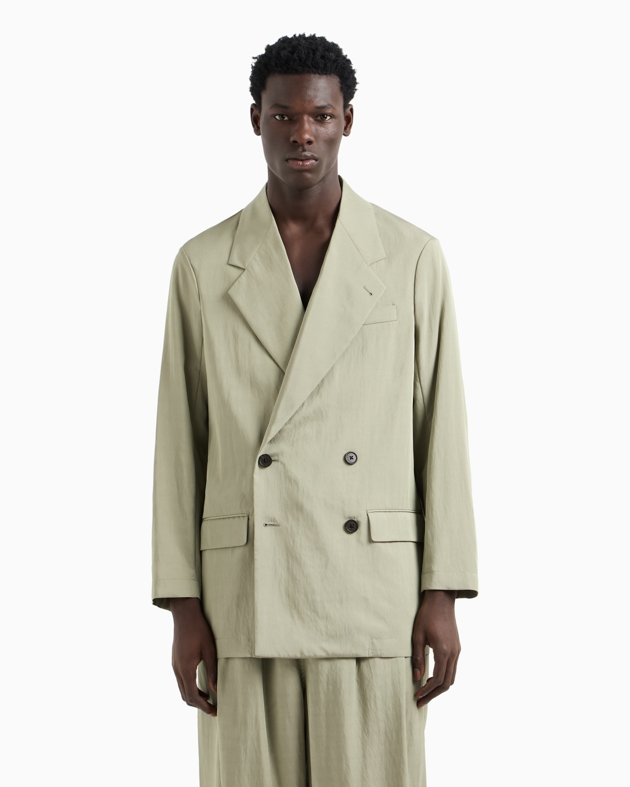 VISCOSE NYLON DOUBLE-BREASTED BLAZER - 4