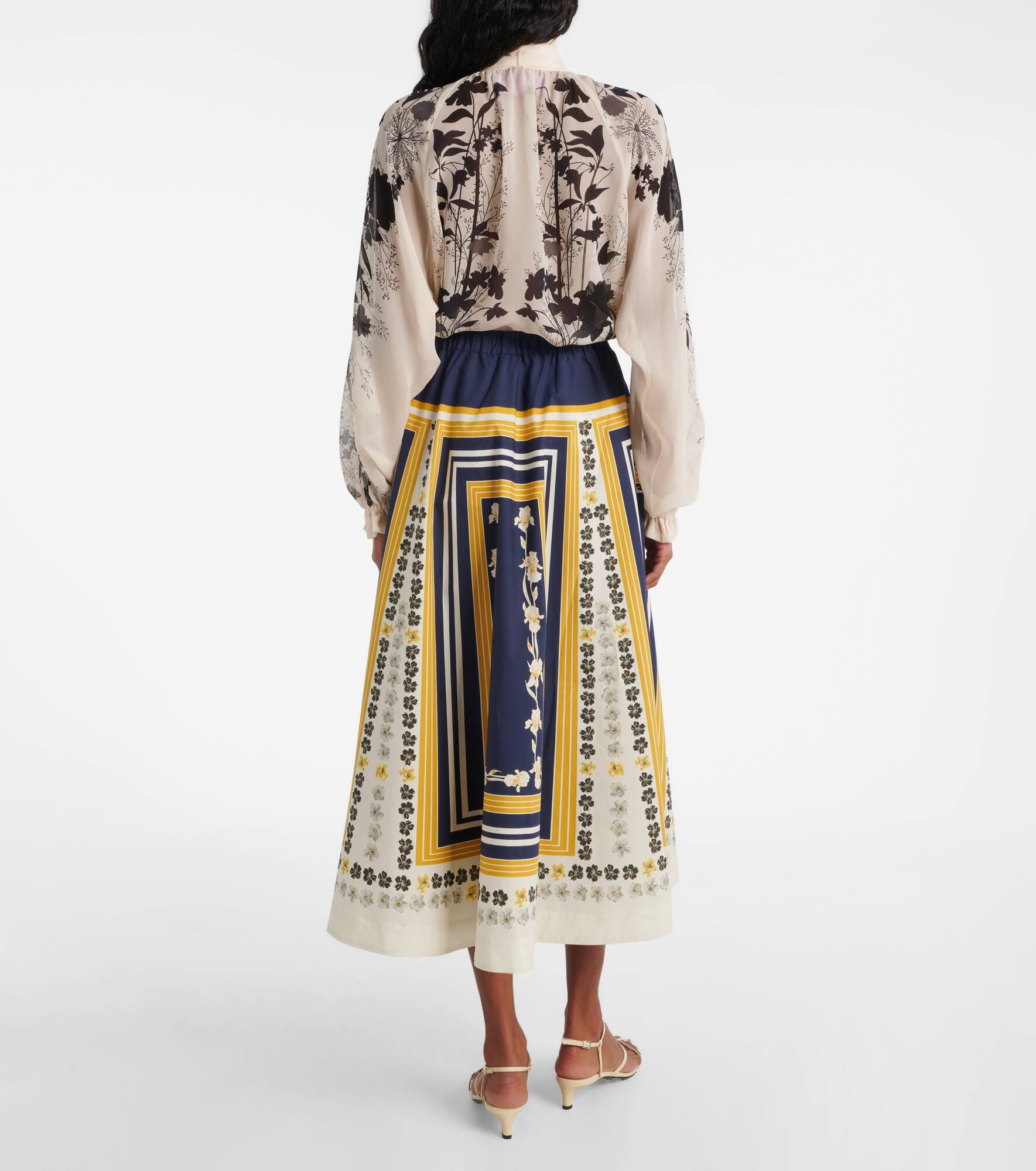 Printed cotton poplin midi skirt - 3