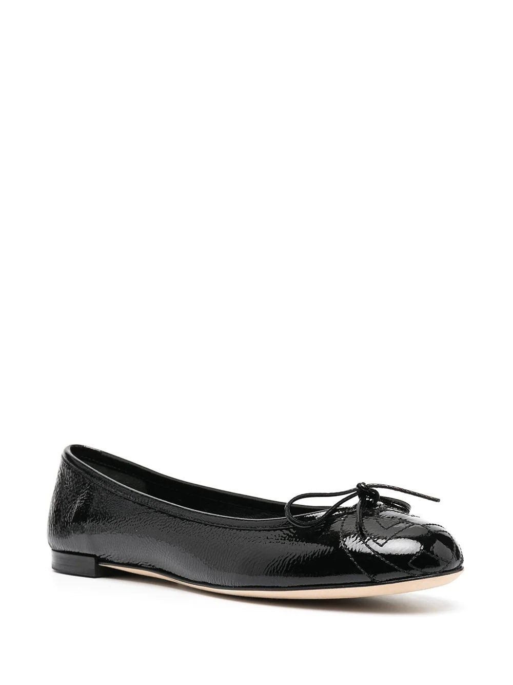 high-shine bow ballerina shoes - 2