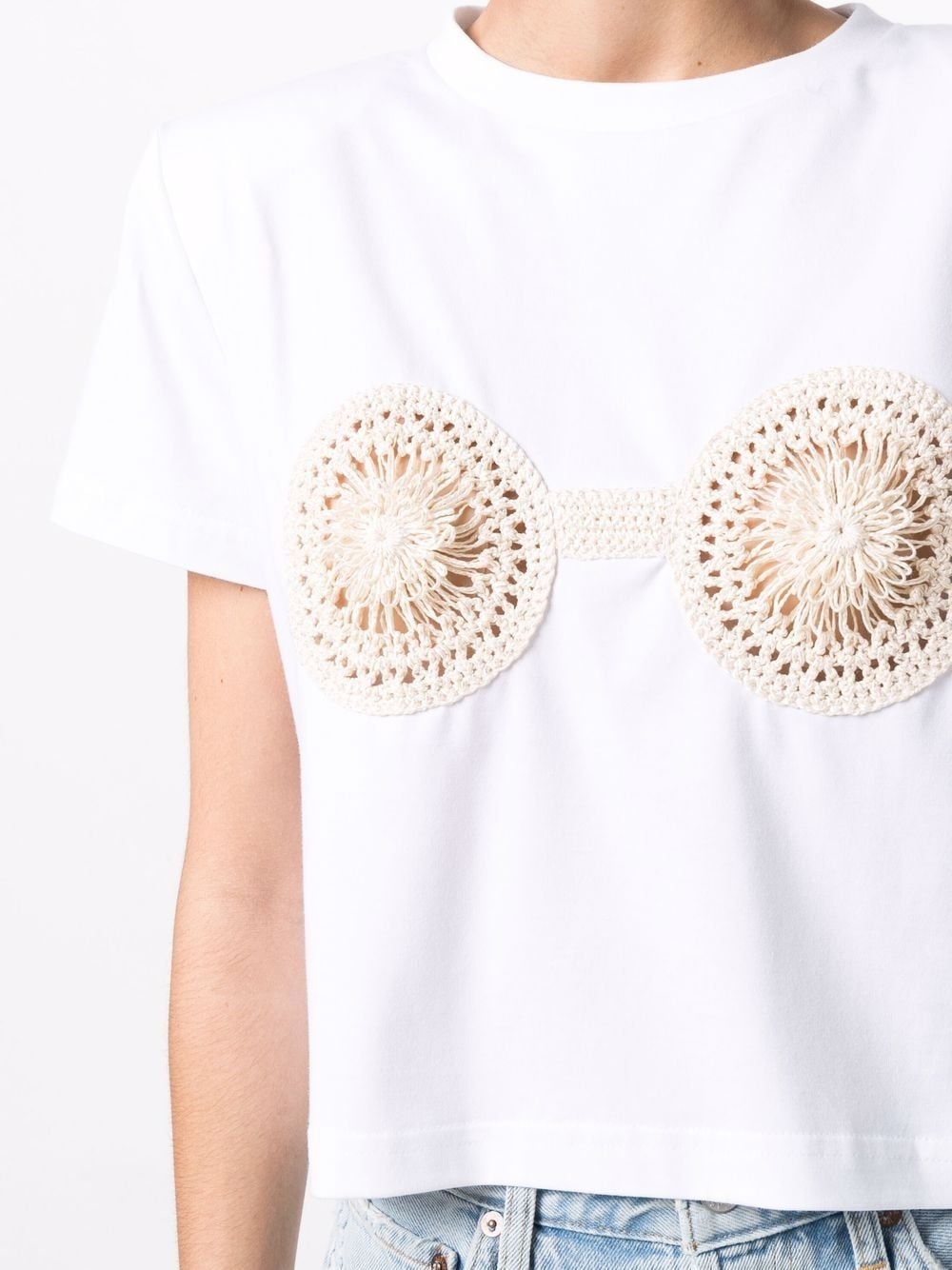 crochet-detailed cotton T-shirt - 5