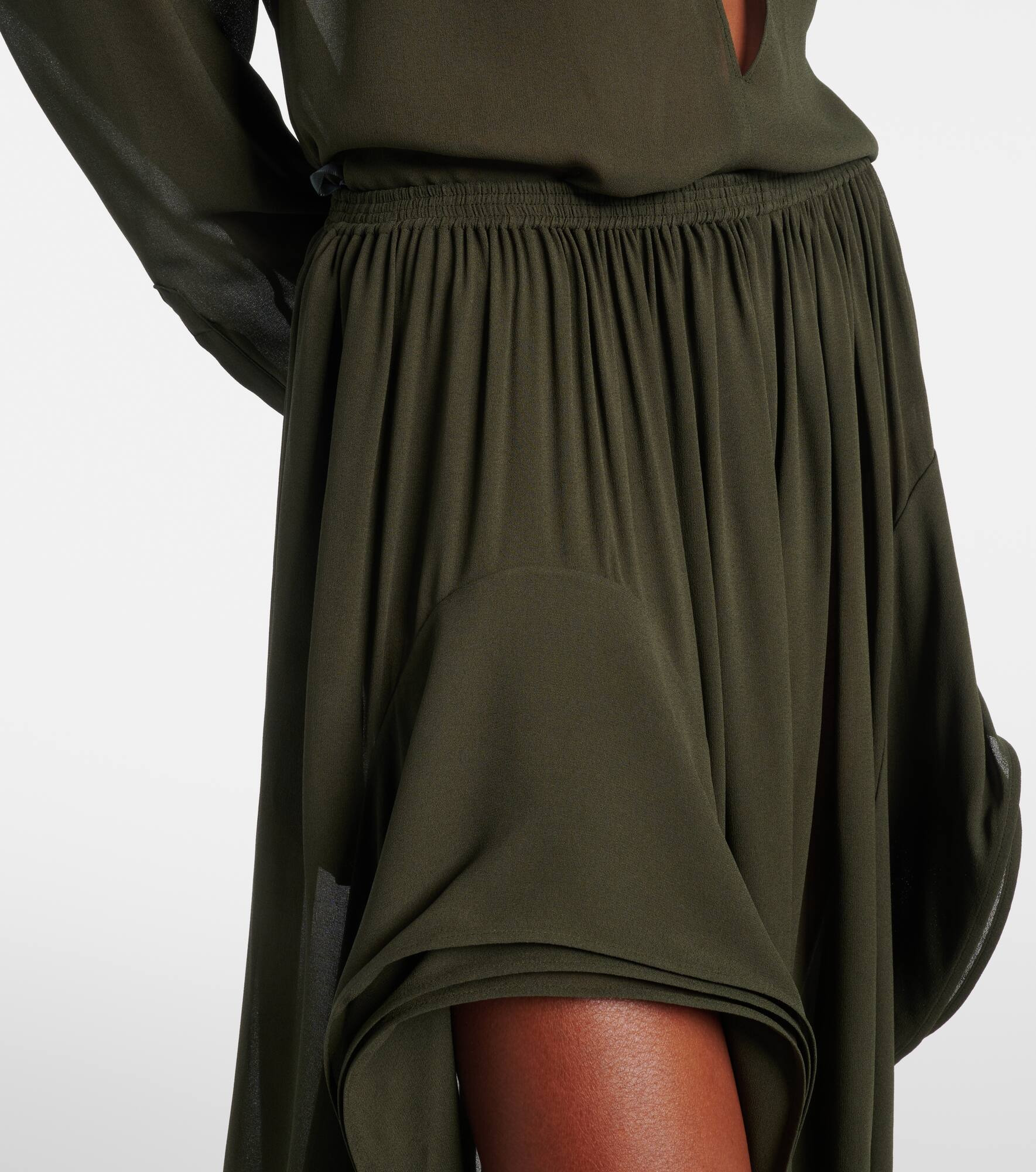 Ruffled georgette wide-leg pants - 4