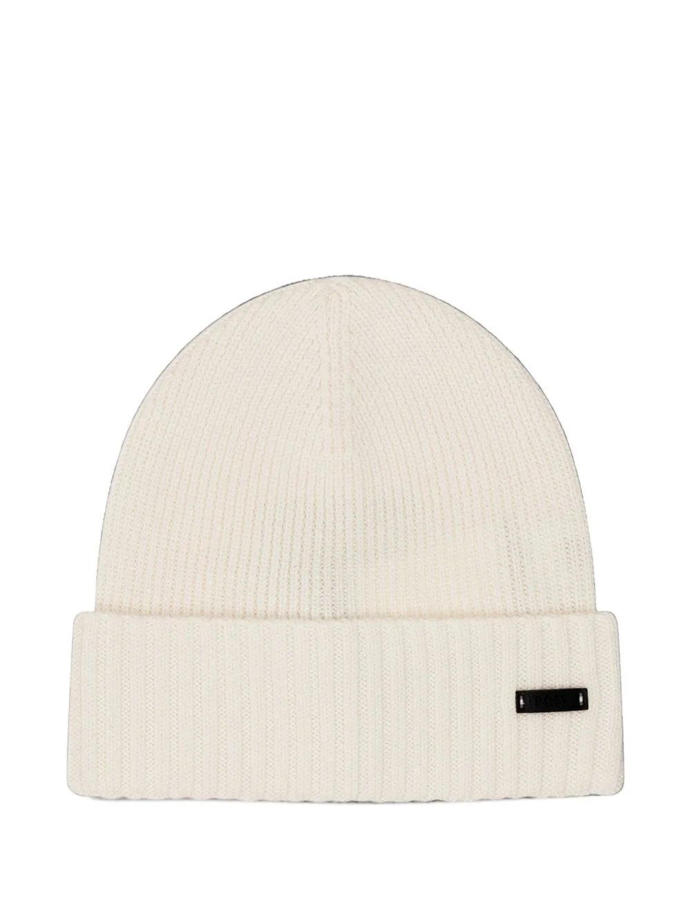 rib-knit virgin-wool beanie with logo plaque - 1