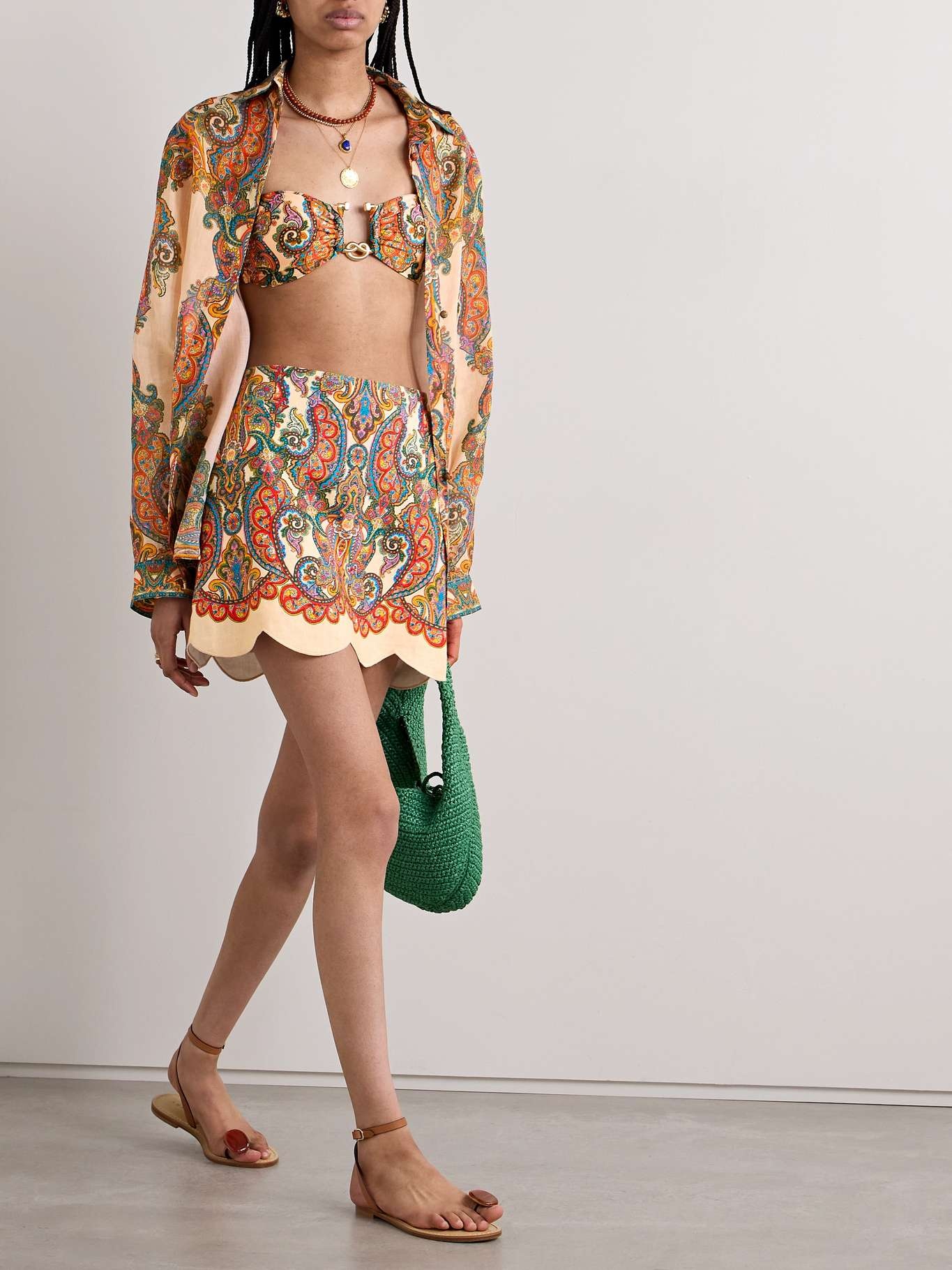 Ottie oversized paisley-print ramie shirt - 2