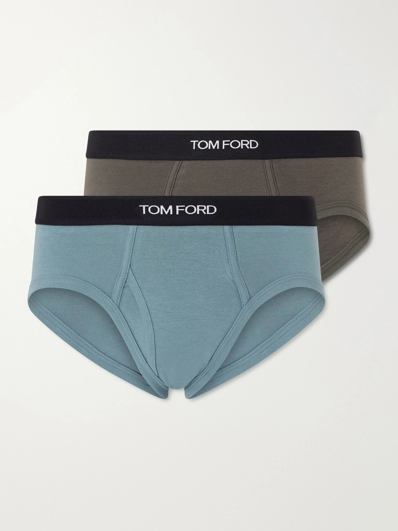 Two-Pack Stretch-Cotton Briefs Teal - 1