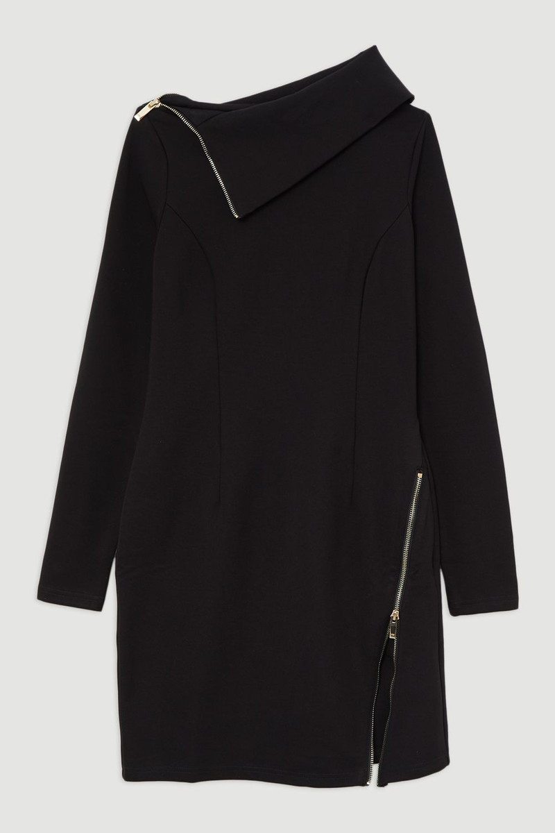 Ponte Zip Neck Mini Dress 4