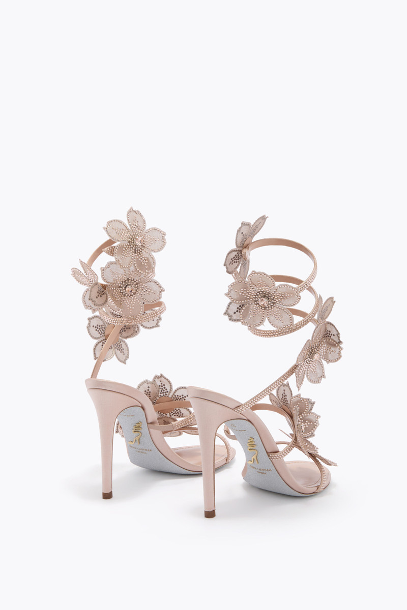 RENE CAOVILLA PEACH FLOWER BLUSH PINK SANDAL 105 outlook