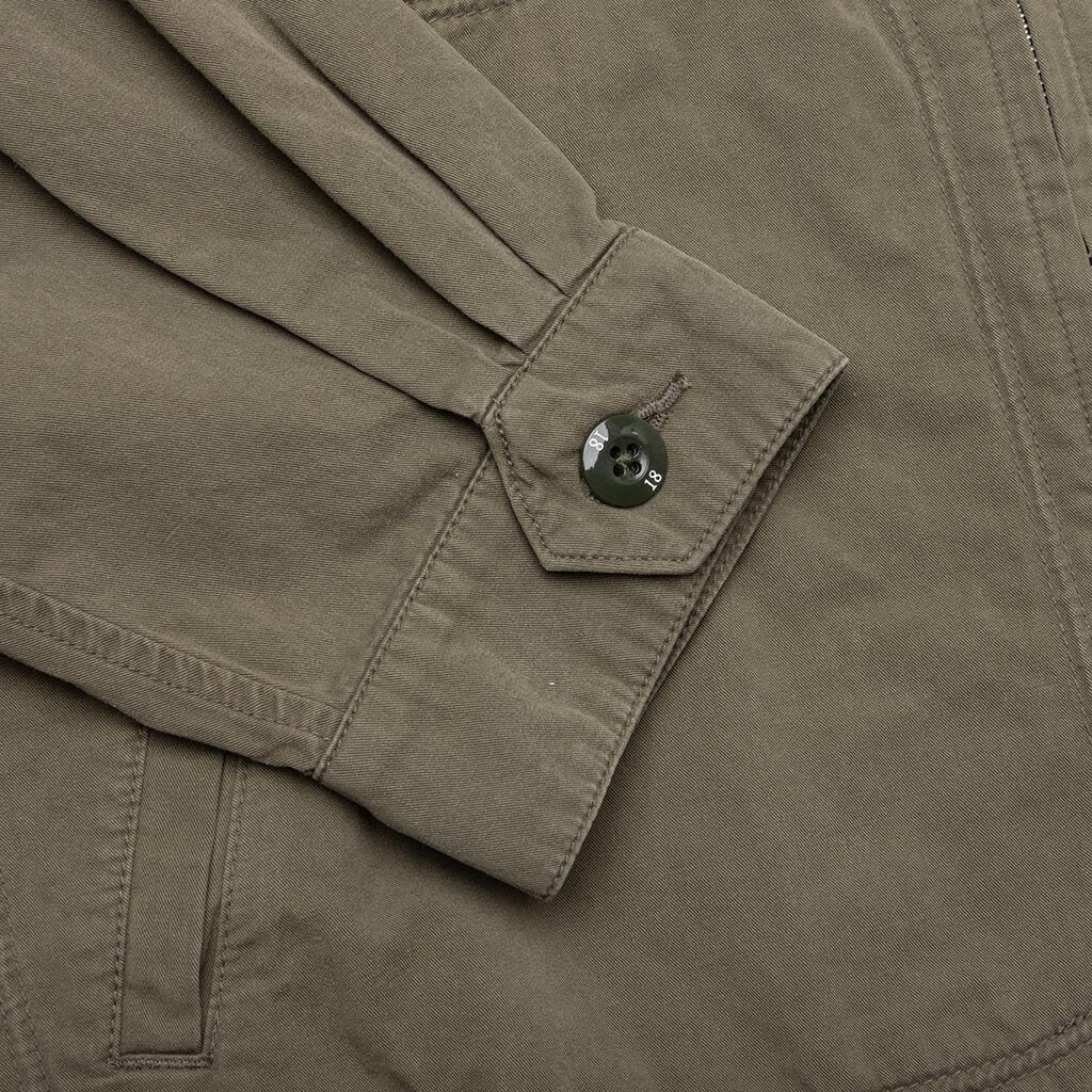 WASHED ZIP WORK JACKET - OLIVE DRAB - 6