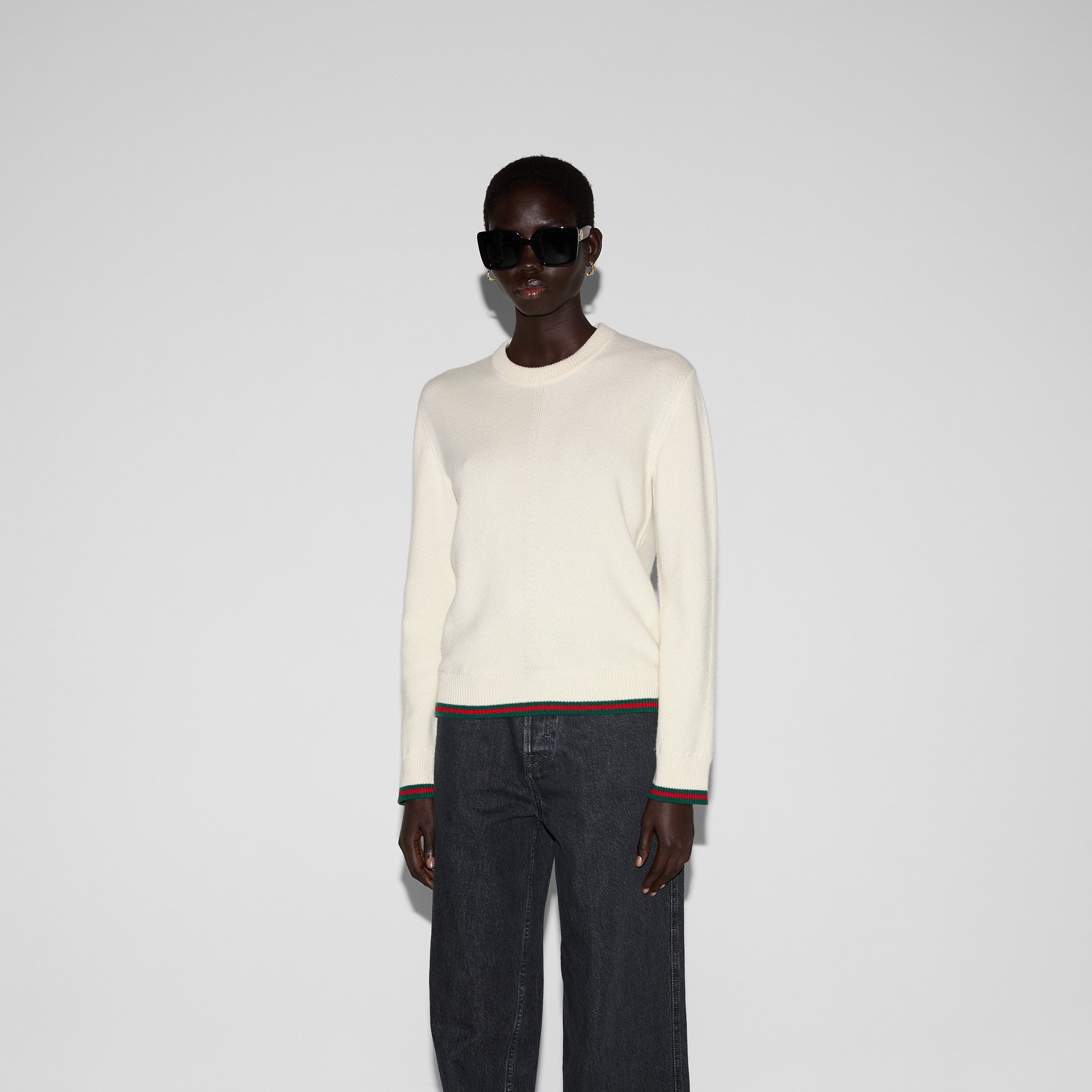 Wool and cashmere sweater with Web - 3