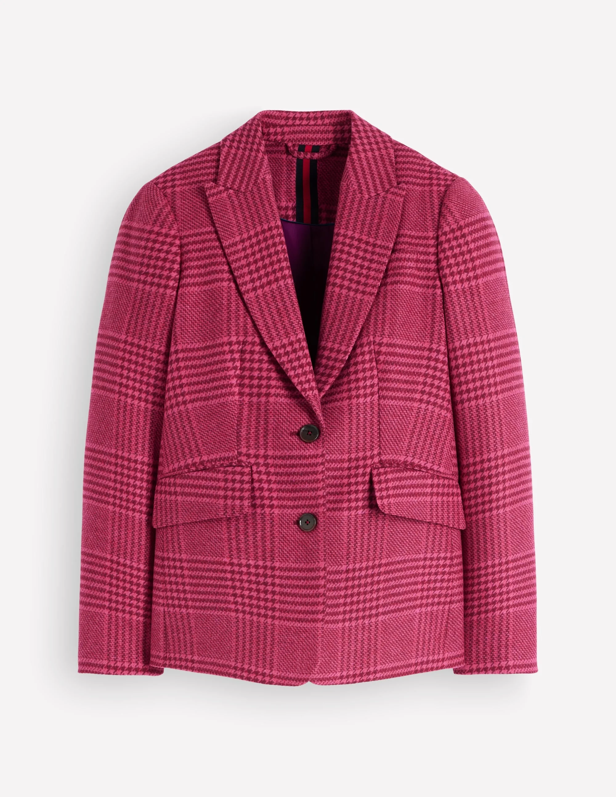 Stamford Wool Blazer-Pink And Maroon Check - 1