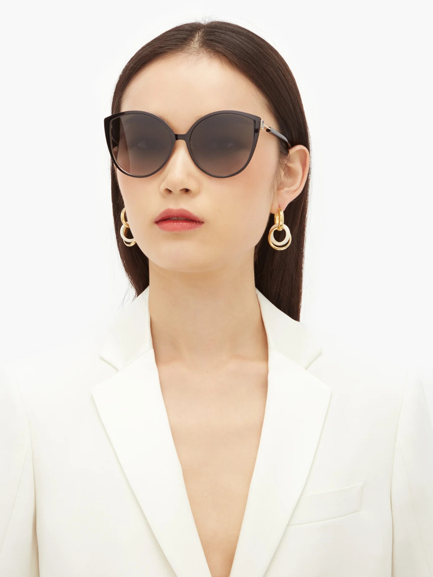 Oversized cat-eye metal and Optyl sunglasses - 2