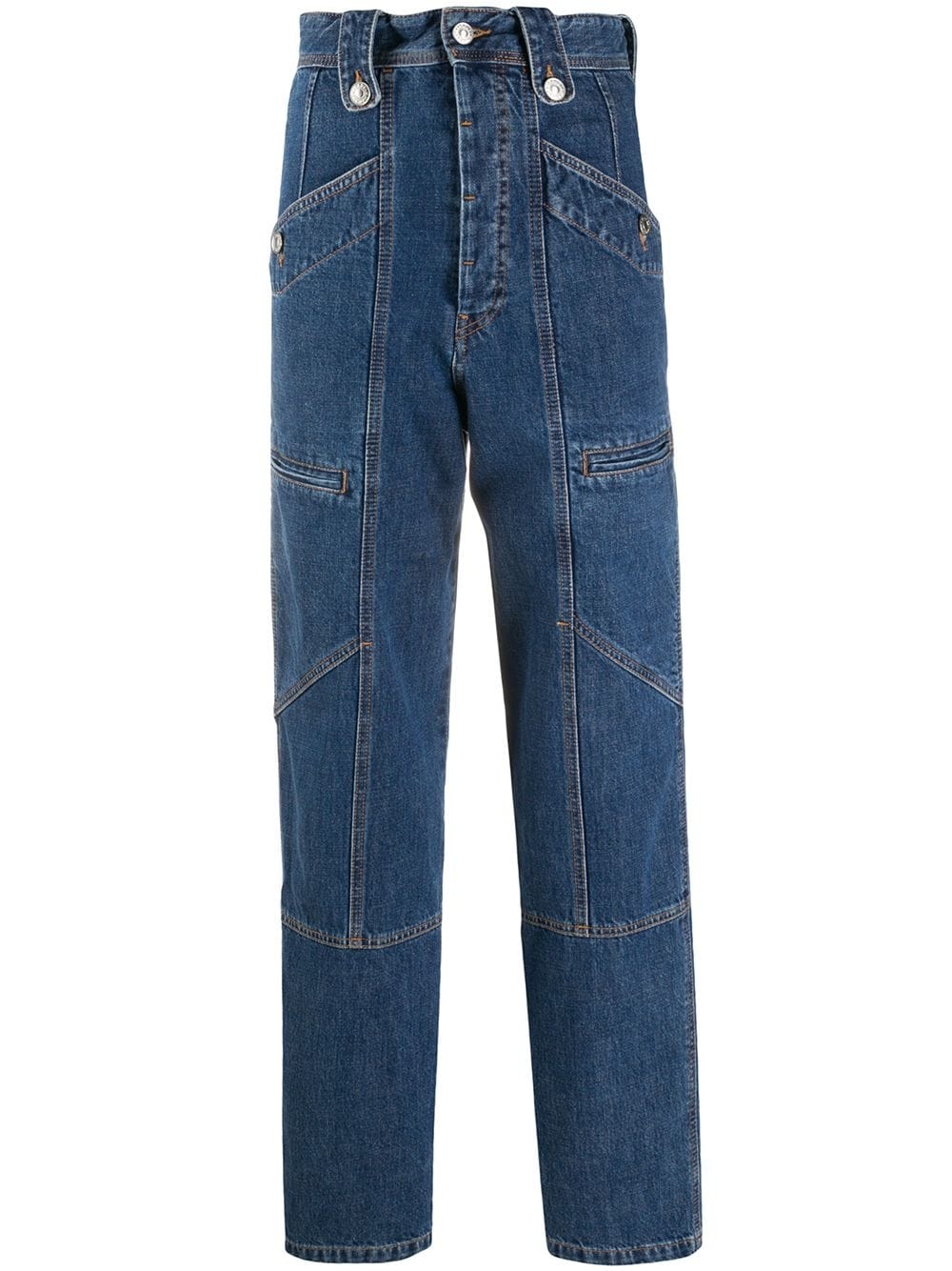 high-waisted denim trousers - 1