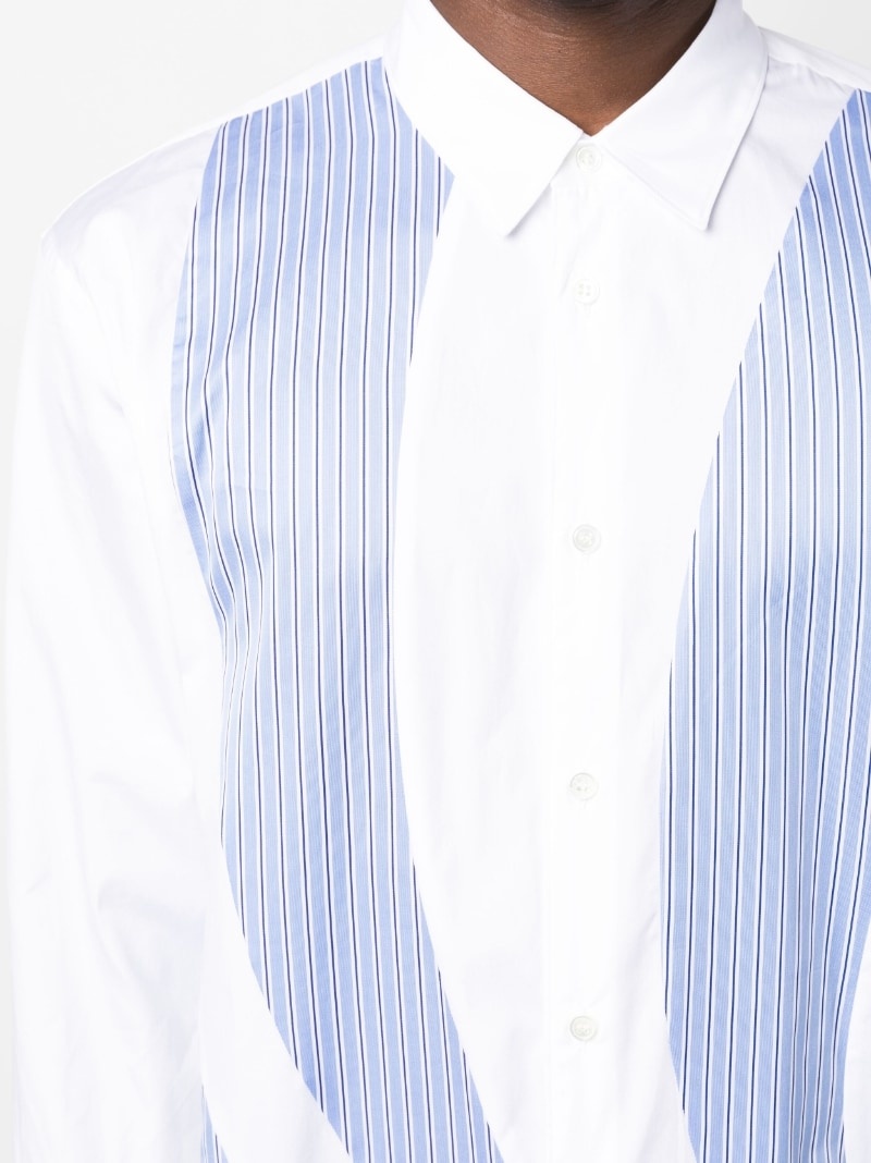 stripe-panelling cotton shirt - 5