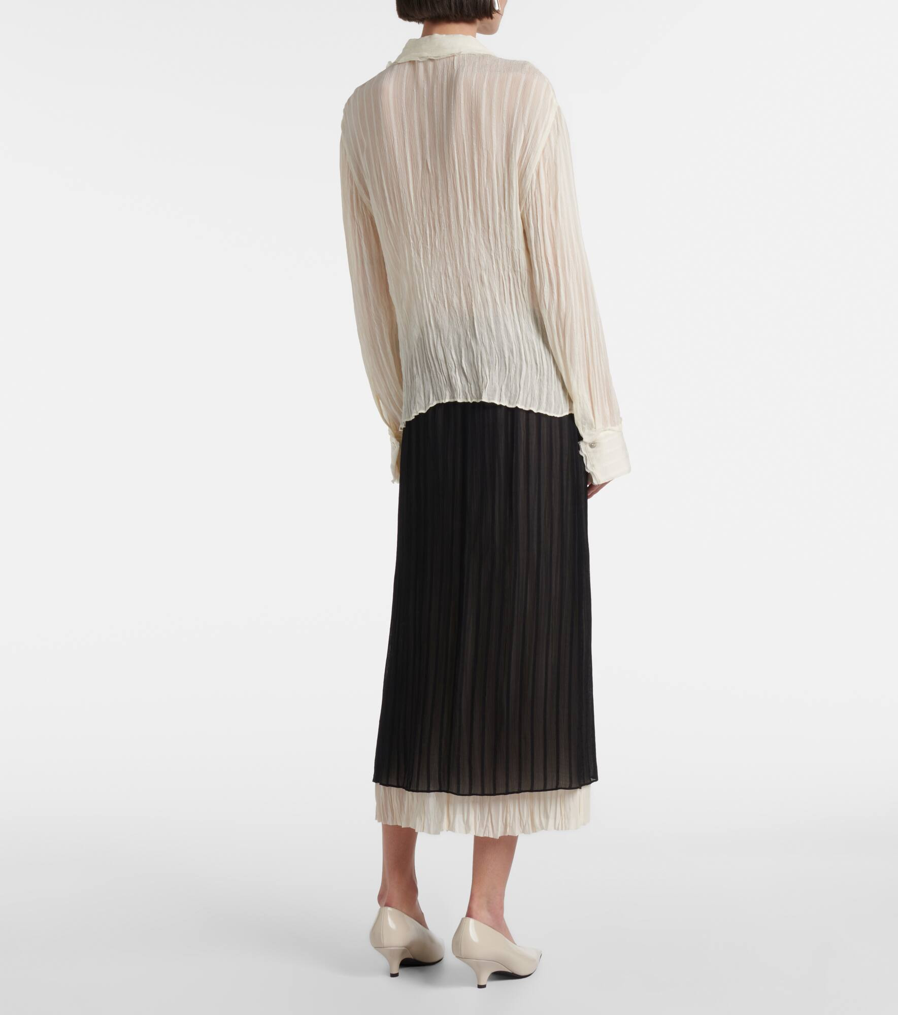 Ruffled striped semi-sheer shirt - 3