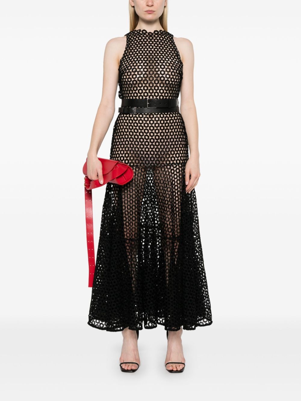 flared-hem macramé maxi dress - 2