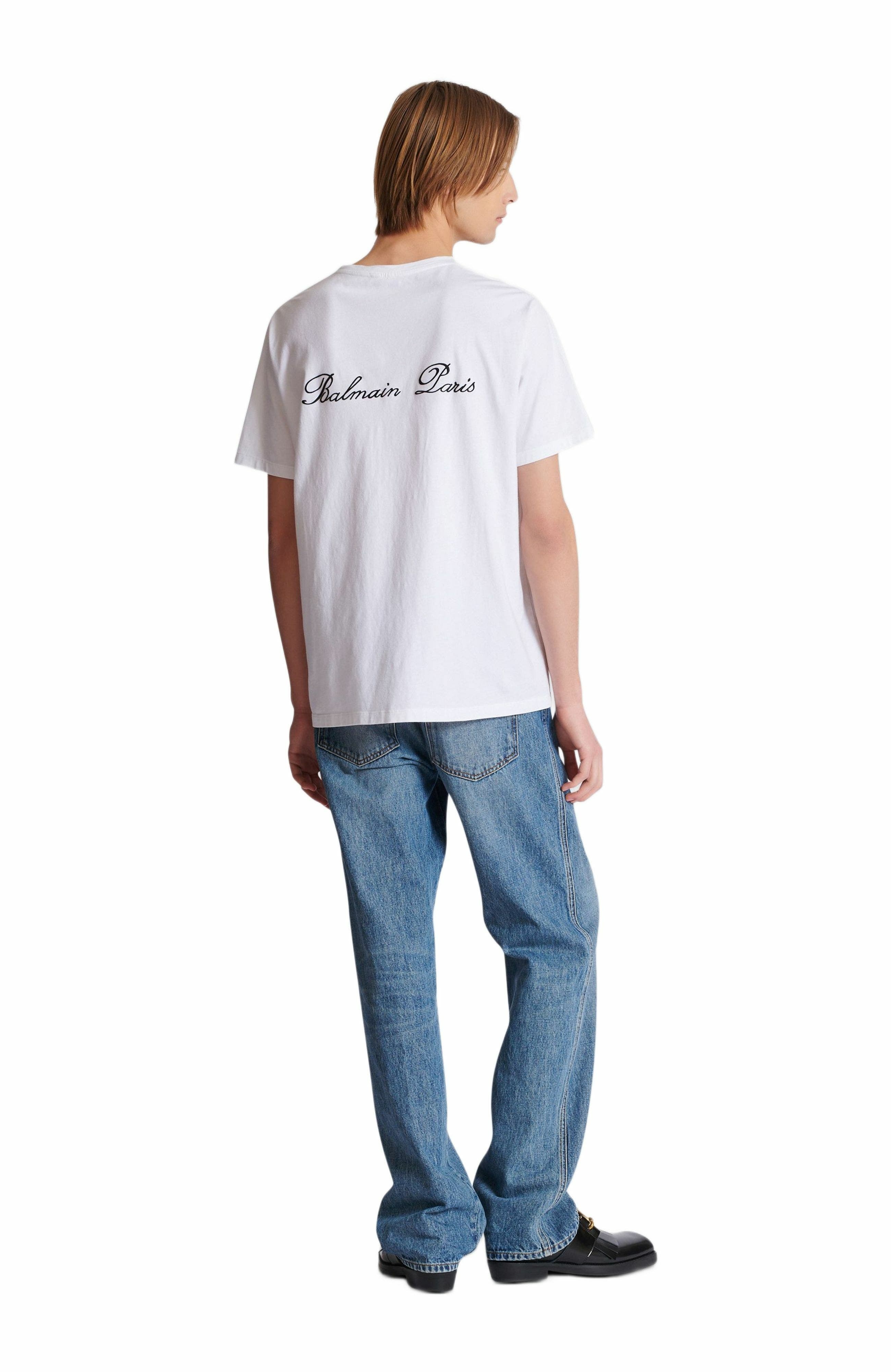 Embroidered Balmain Signature T-shirt in White at Nordstrom - 3