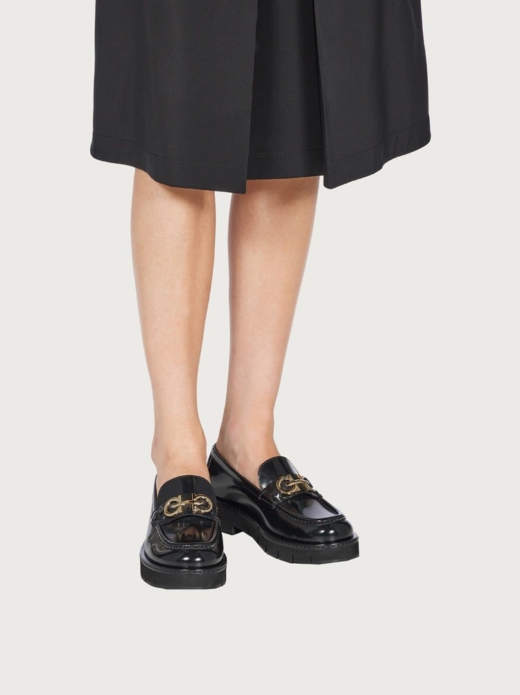 FERRAGAMO Ofelia embellished glossed-leather loafers