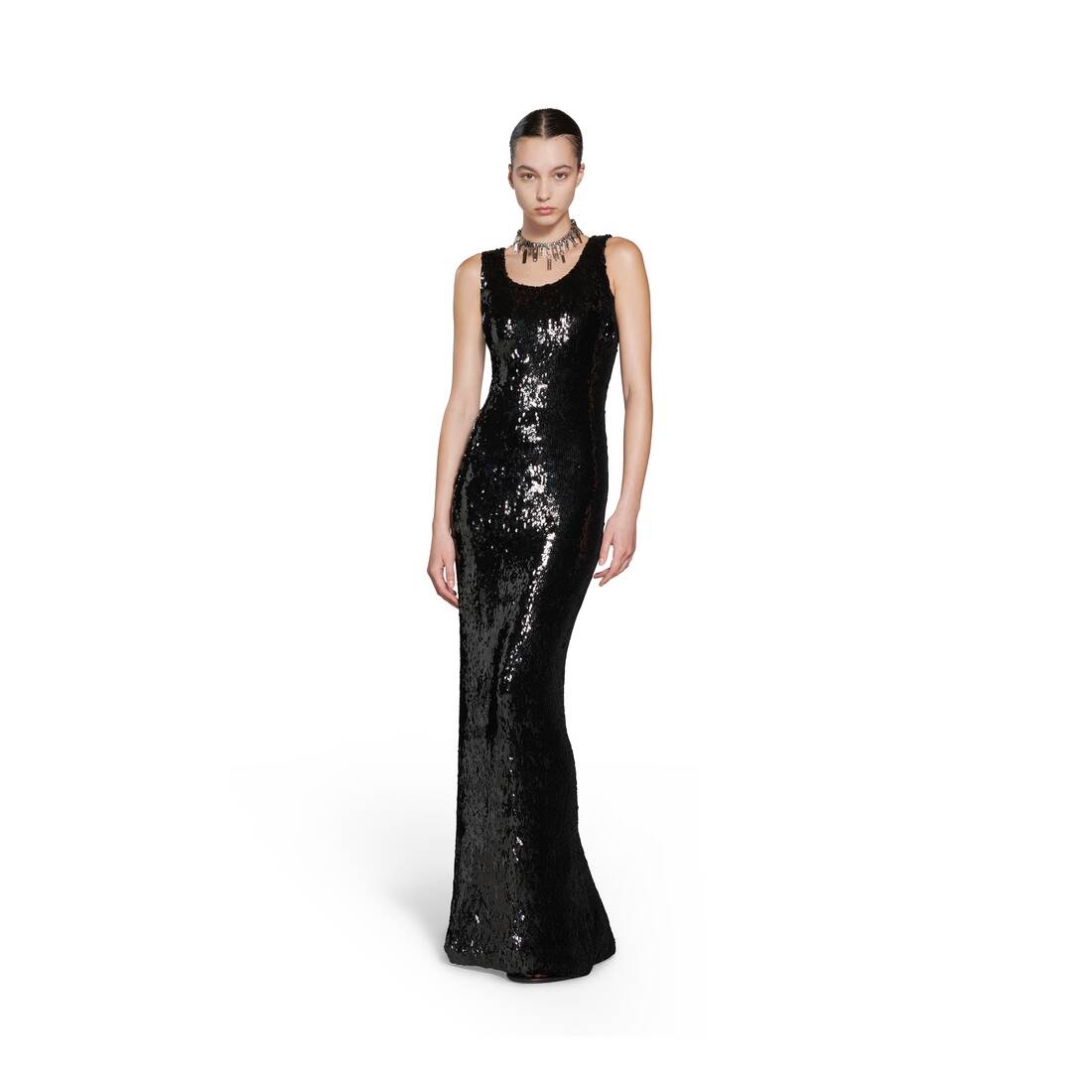 Women's Embroidered Maxi Dress in Black - 2