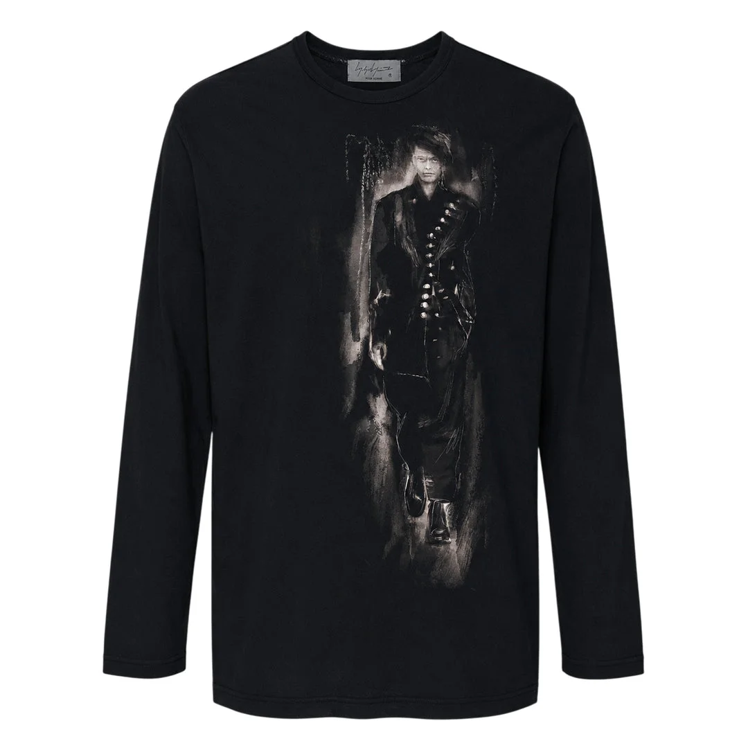 Round Neck Long Sleeve Graphic Tee - 1
