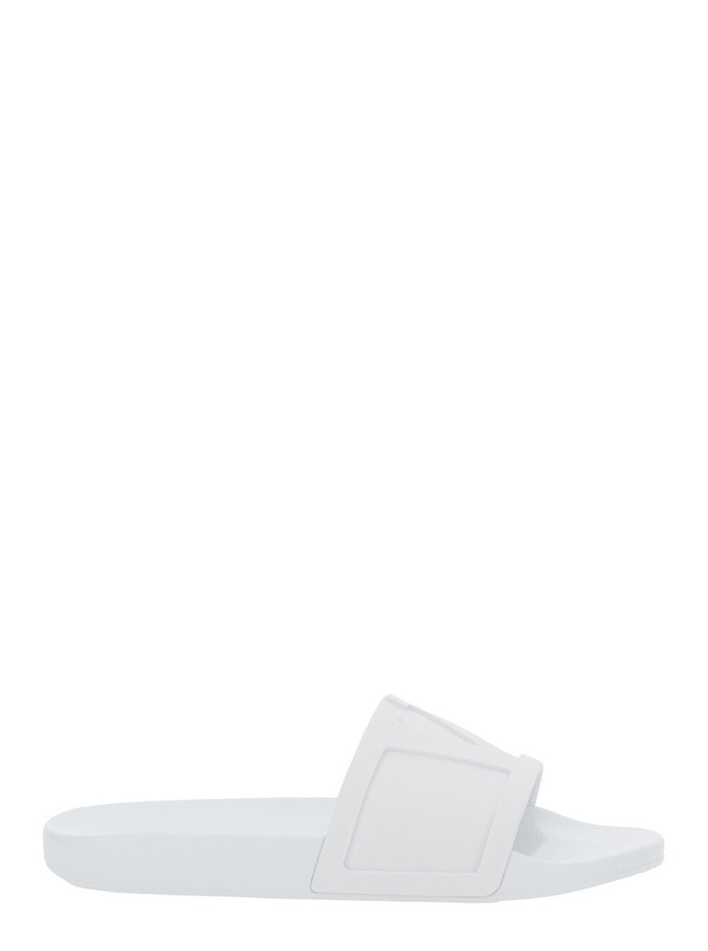 Valentino Garavani Men Whitesandals With Open Toe And Embossed Logo In Rubber Man - 1