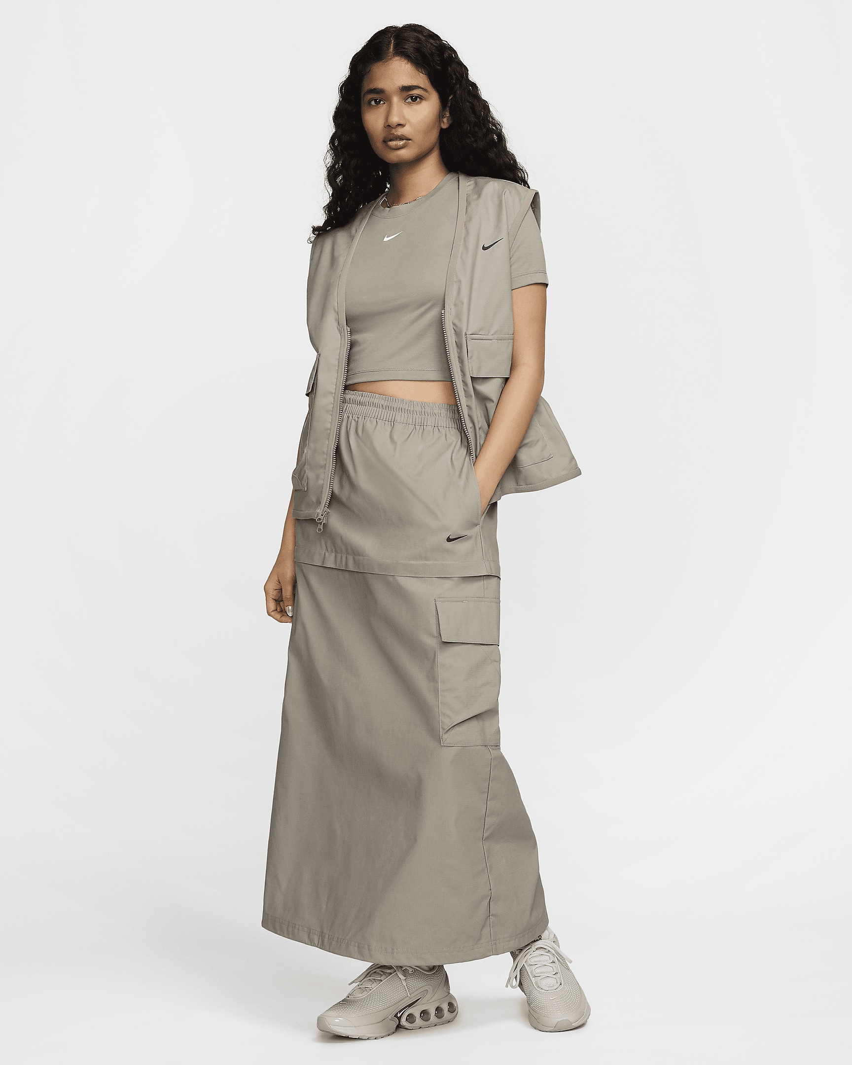 Women's Nike Sportswear Essential Mid-Rise Woven Cargo Midi Skirt - 8