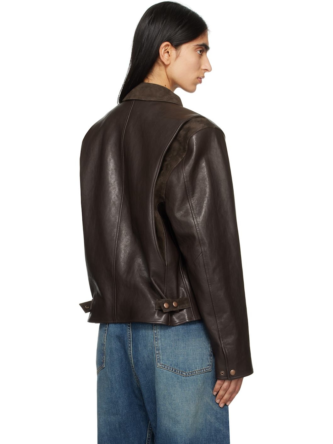 MAGDA BUTRYM Brown Zip Leather Jacket | REVERSIBLE
