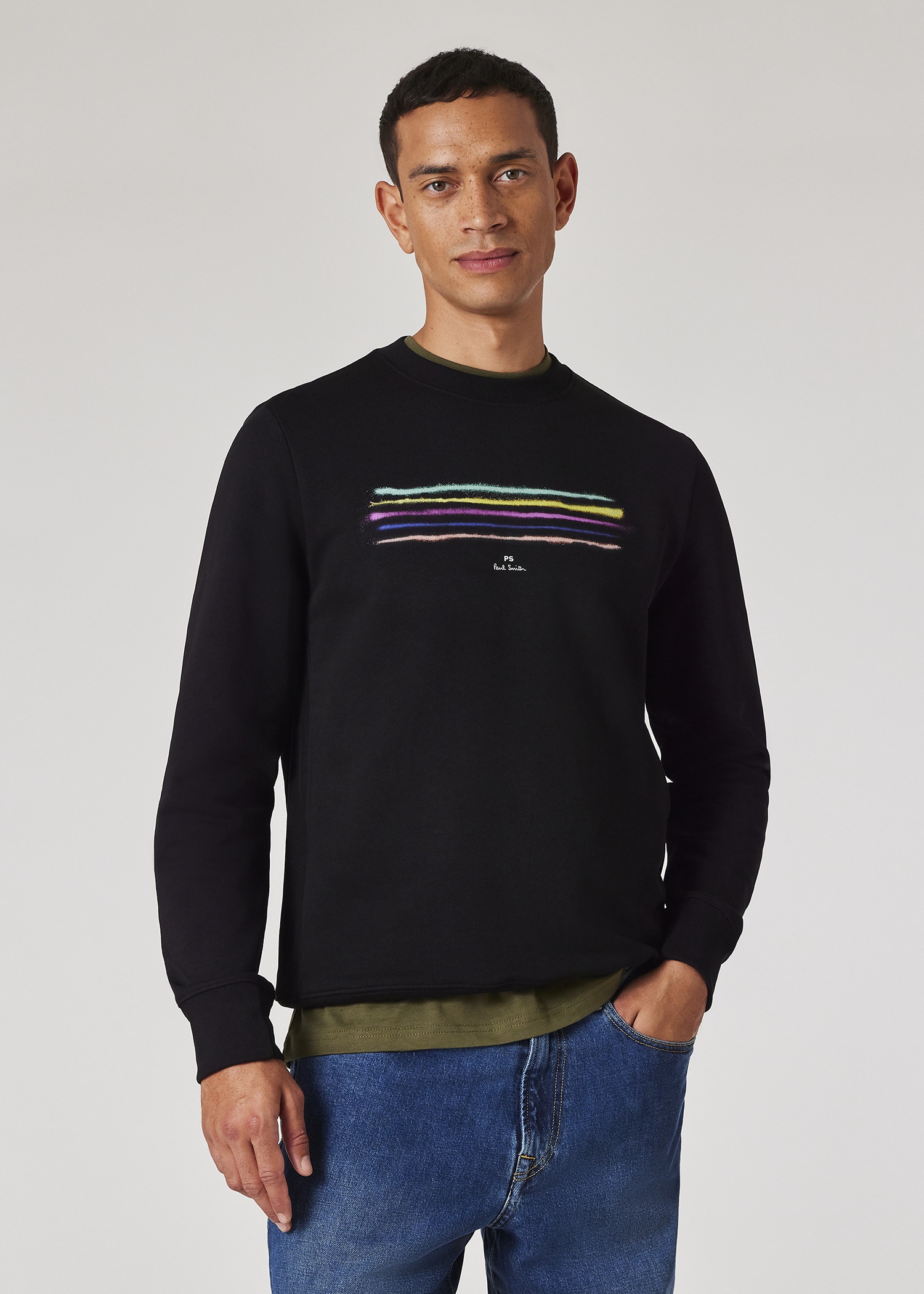 Black Stripe Print Sweatshirt - 3