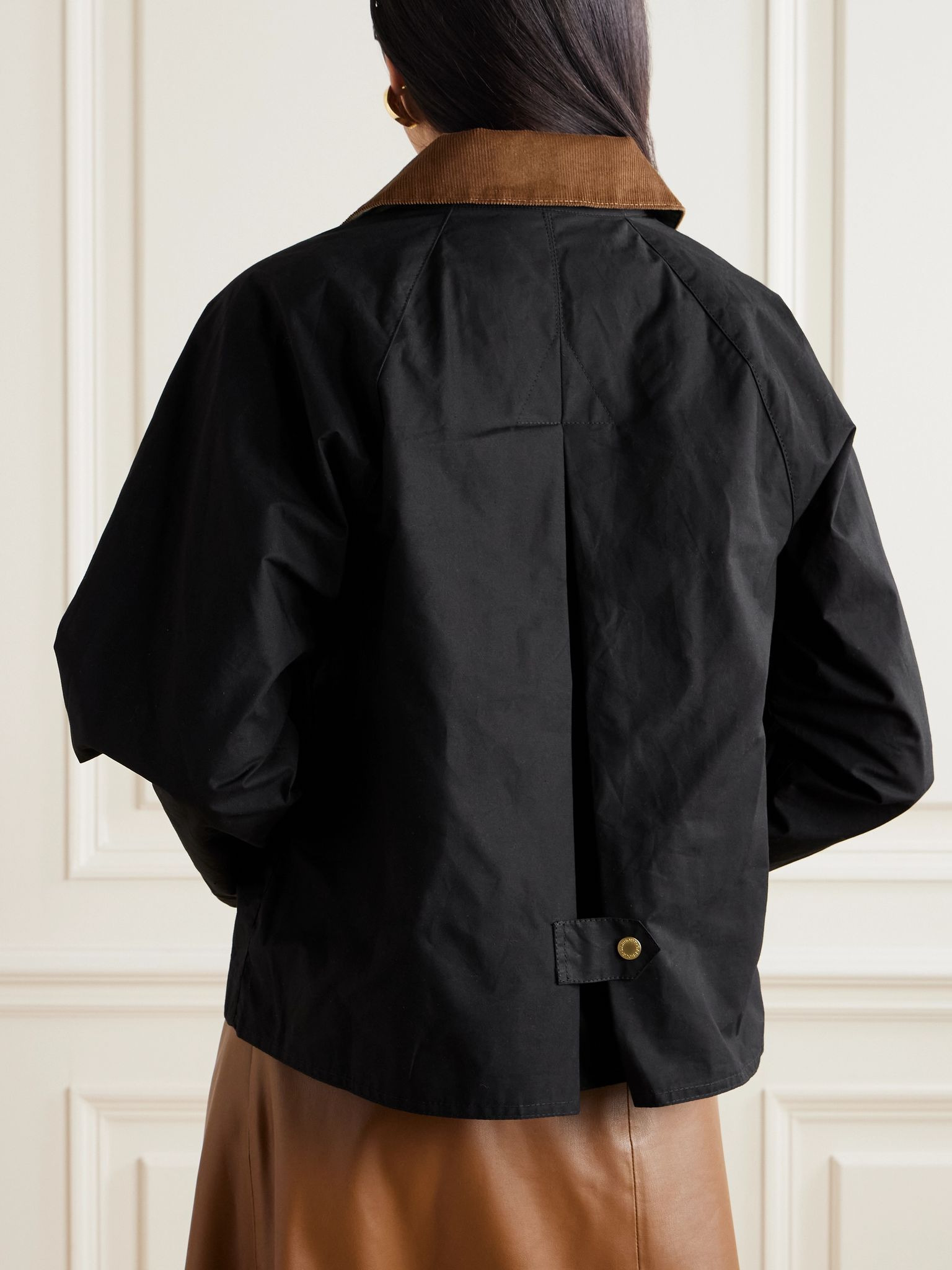 Cropped corduroy-trimmed cotton-canvas jacket Black - 4