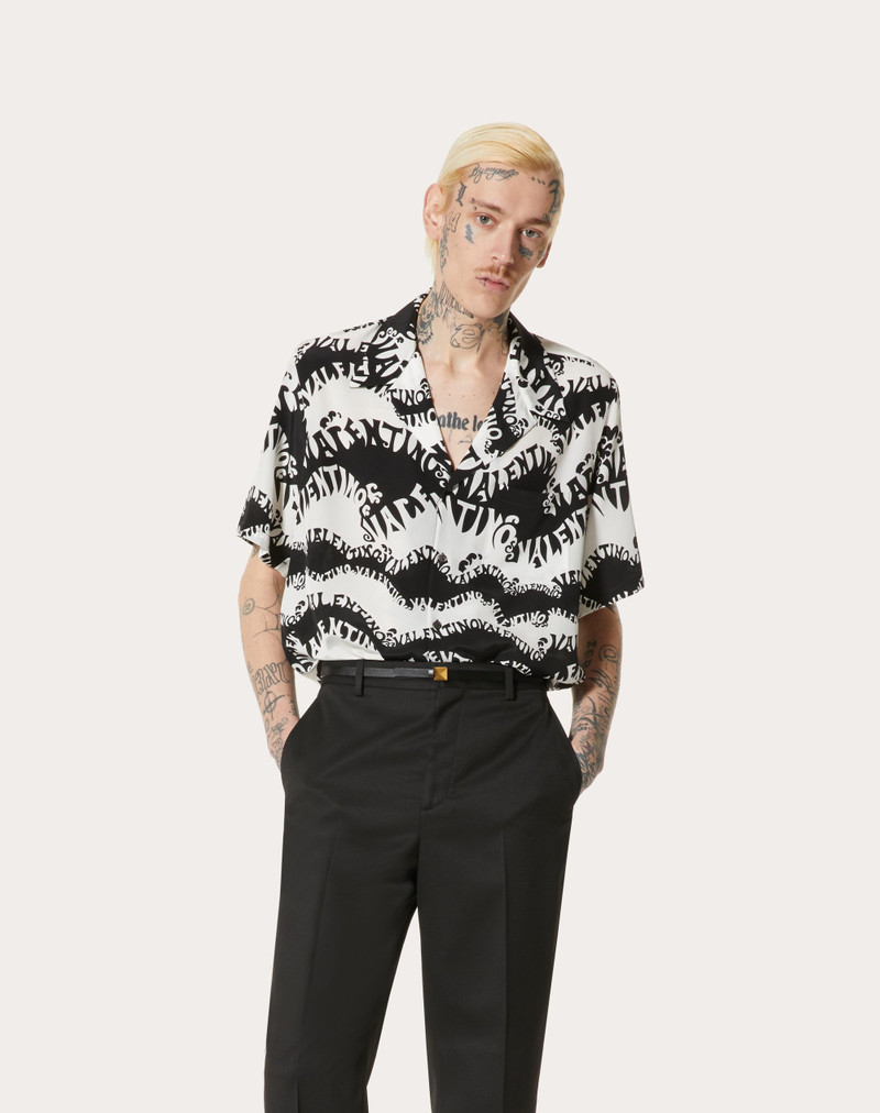 SILK BOWLING SHIRT WITH WAVES VALENTINO ARCHIVE 1970 PRINT 3