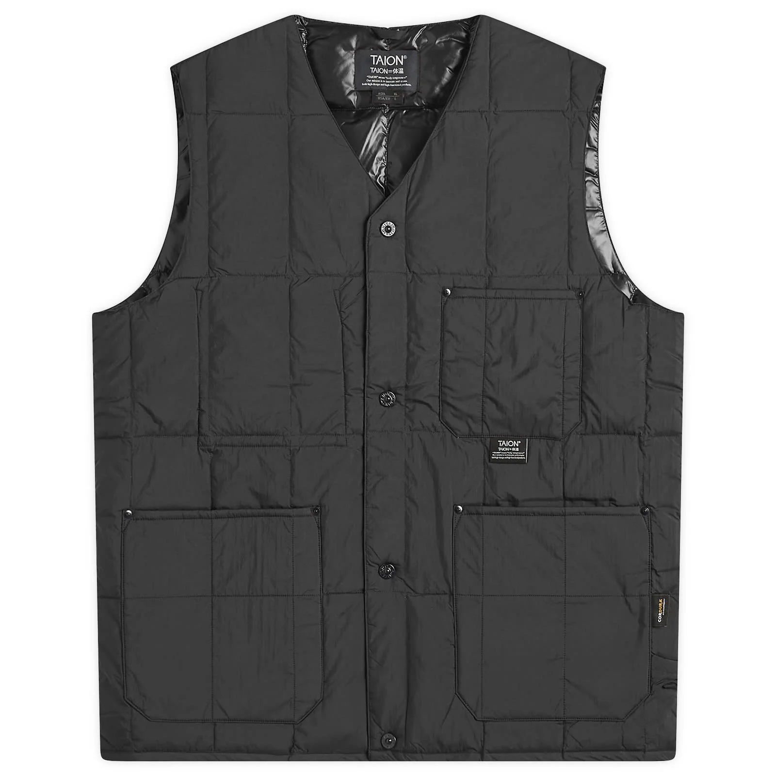 Taion Work V-Neck Button Down Vest - 1