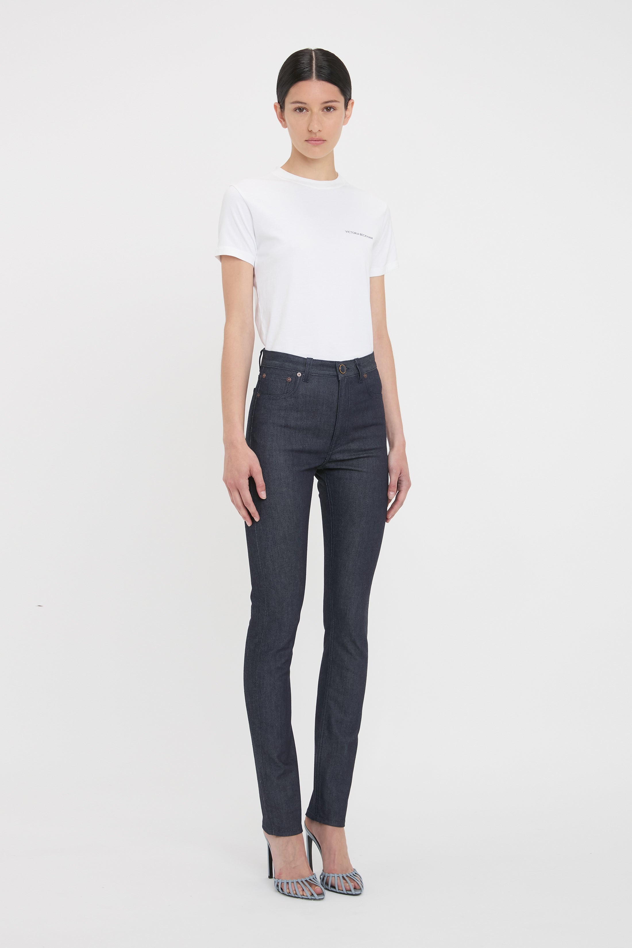 High Waisted Skinny Jean In Dark Indigo Raw - 3