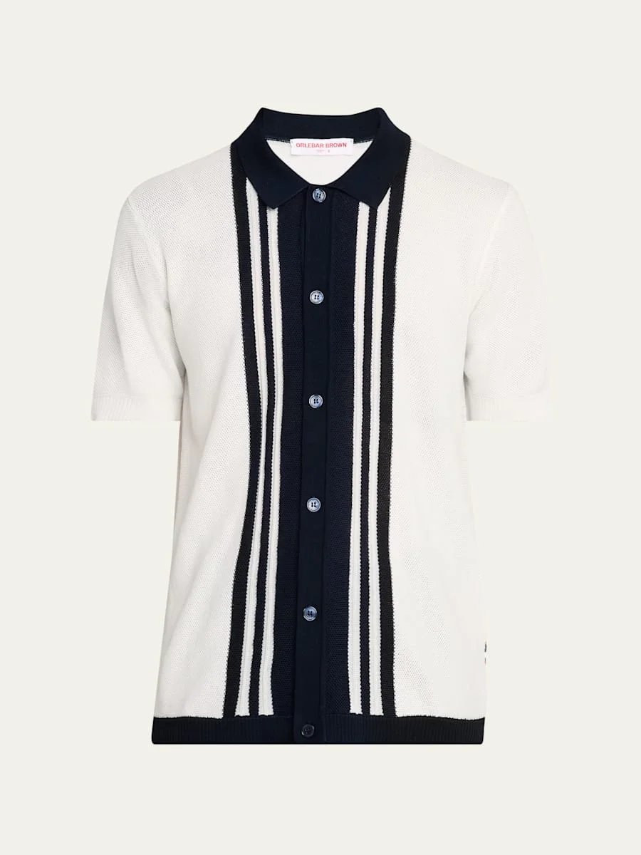 Men's Classic-Fit Pique Knit Short-Sleeve Shirt - 1