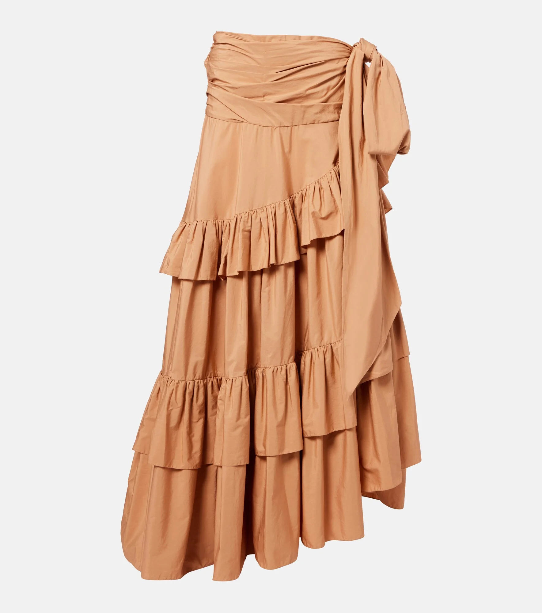 Asymmetric ruffled cotton maxi skirt - 1