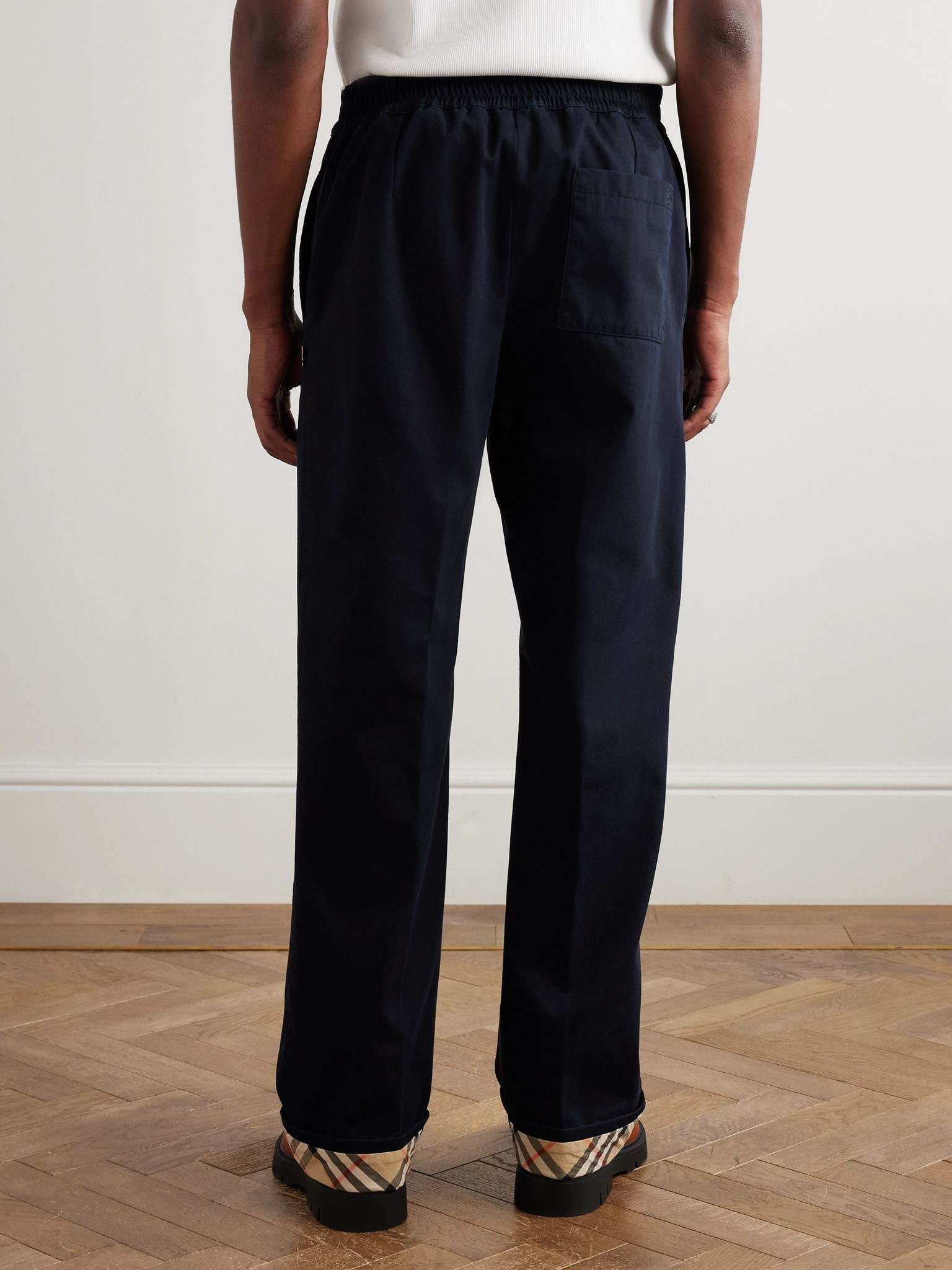 Straight-Leg Cotton-Twill Trousers Navy - 4