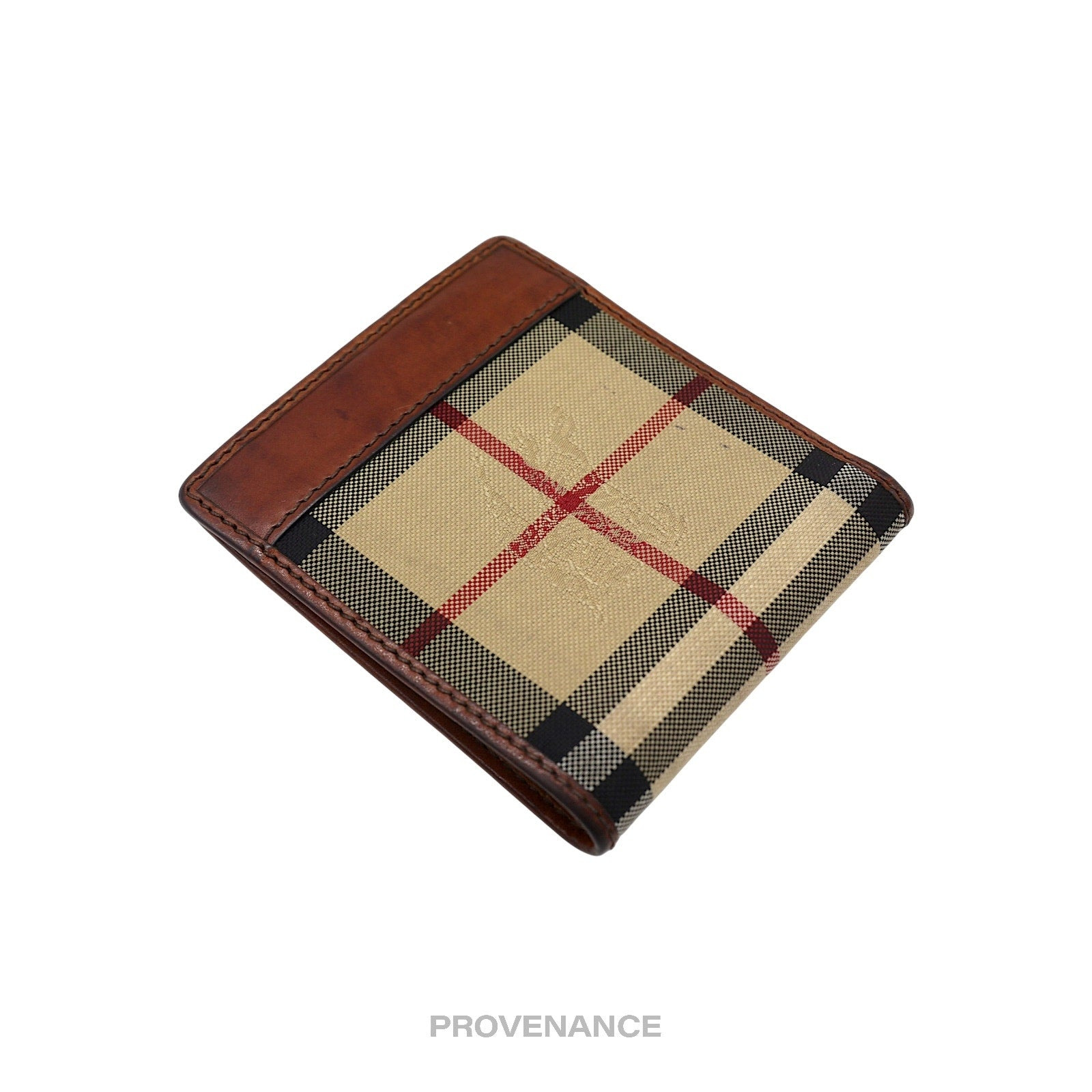 Burberry Nova Check Canvas Bifold Wallet - Brown Leather - 7