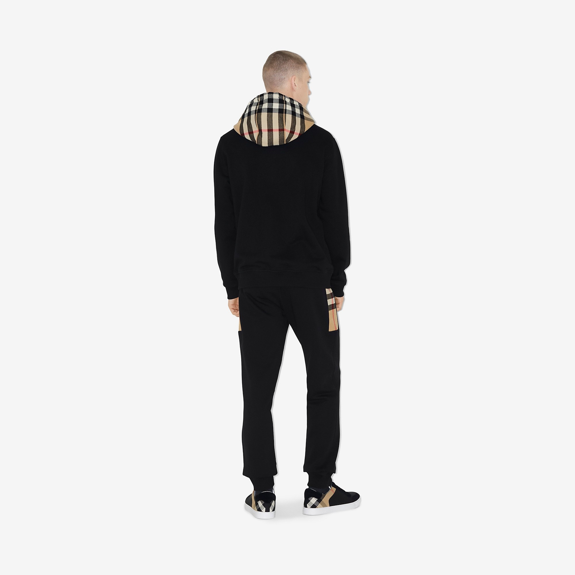 Check Panel Cotton Jogging Pants - 4