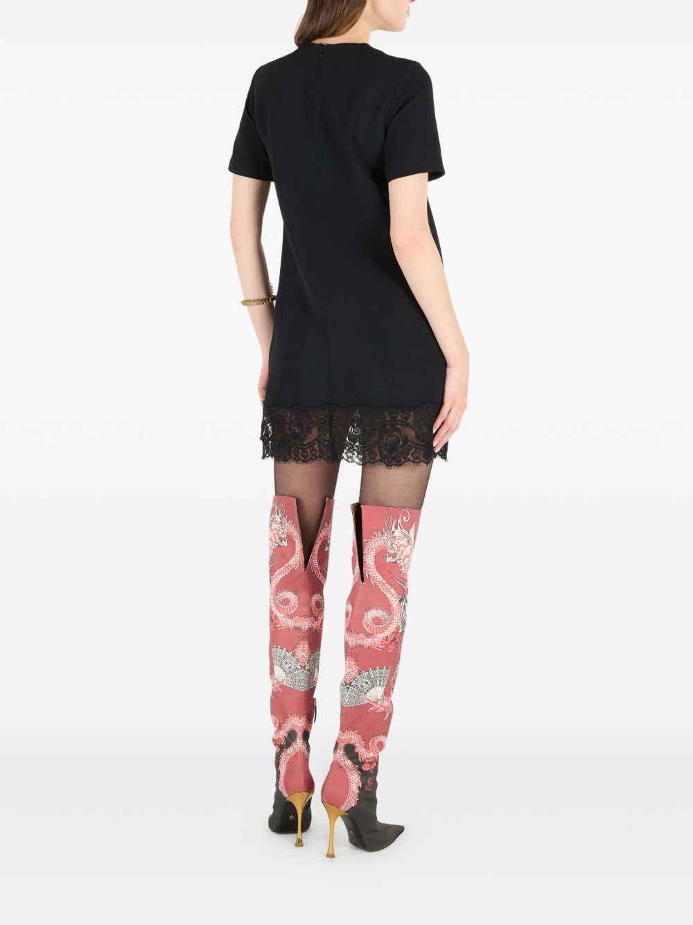 lace-hem mini dress - 4