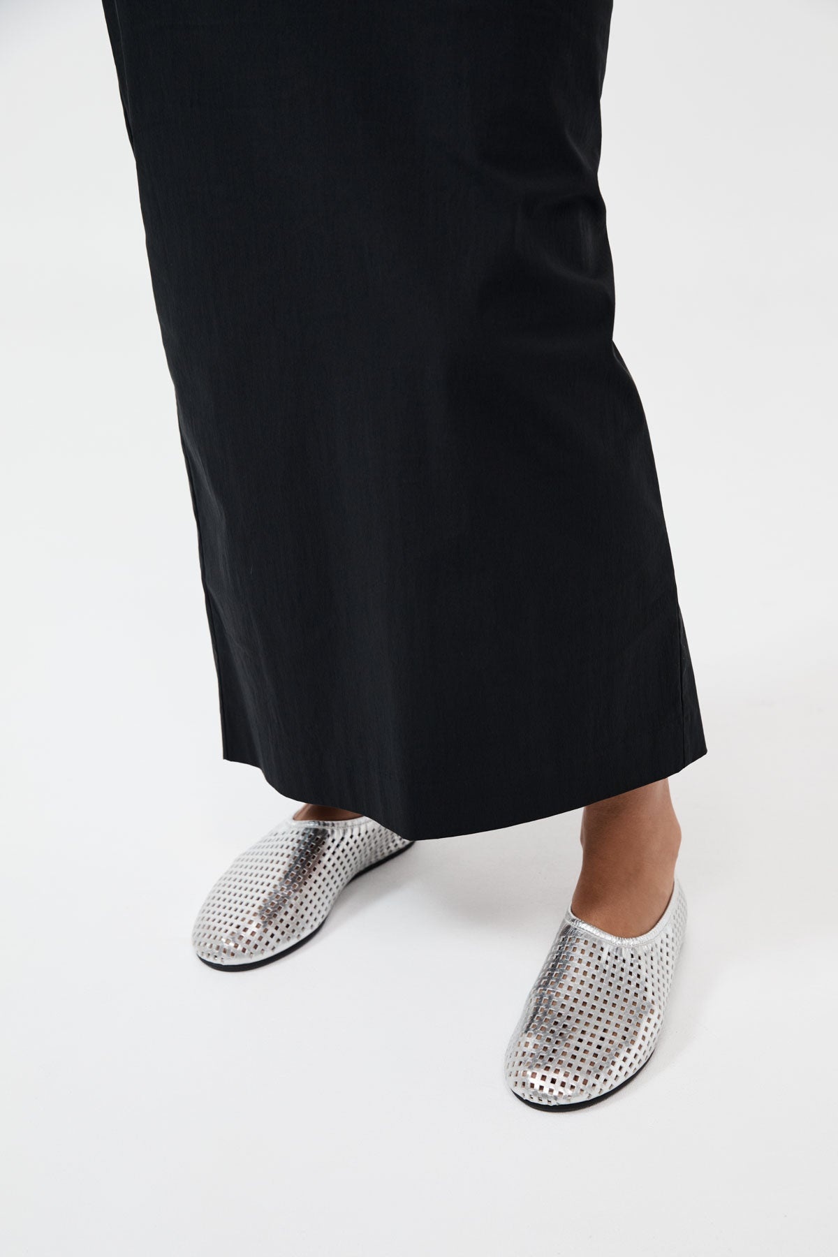 Perforated Ballet Flat - Silver - 5