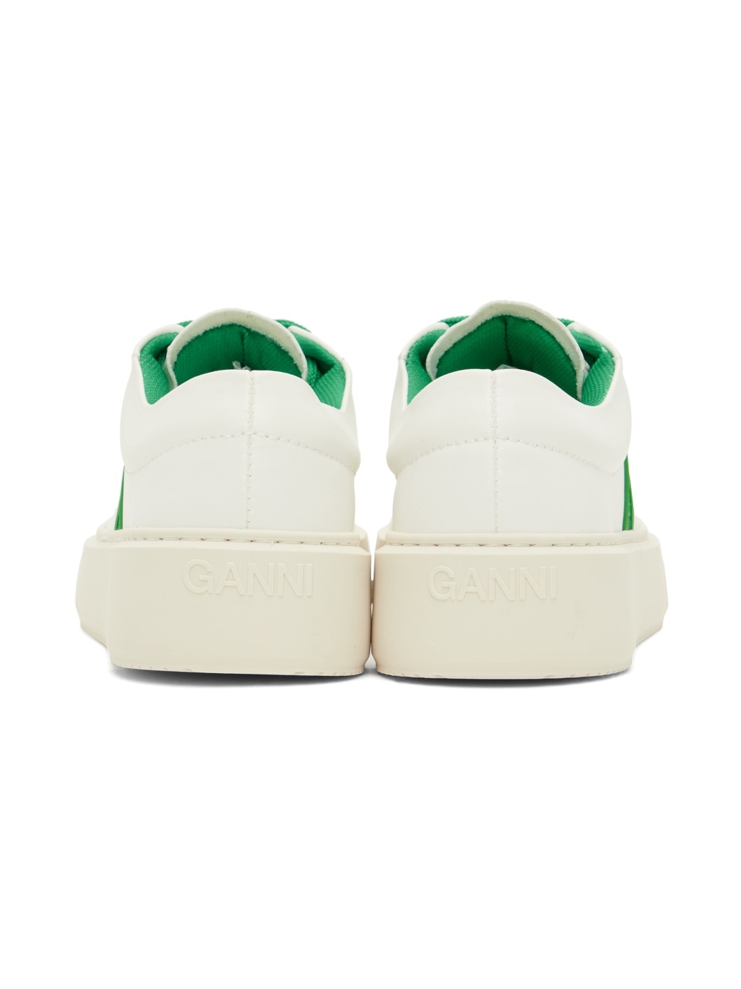 White & Green Sporty Mix Cupsole Sneakers - 2