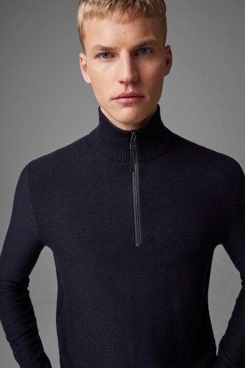 Lias half-zippered sweater in Navy blue - 4