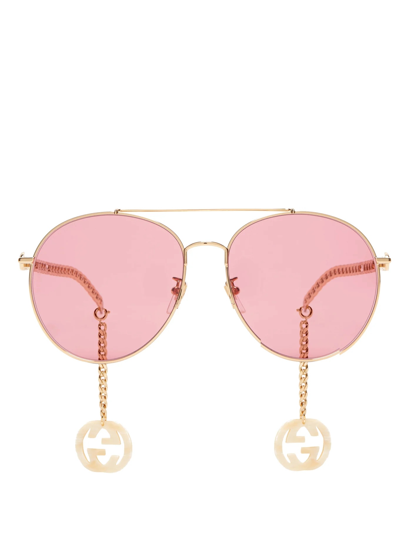 Logo-charm aviator metal sunglasses - 1