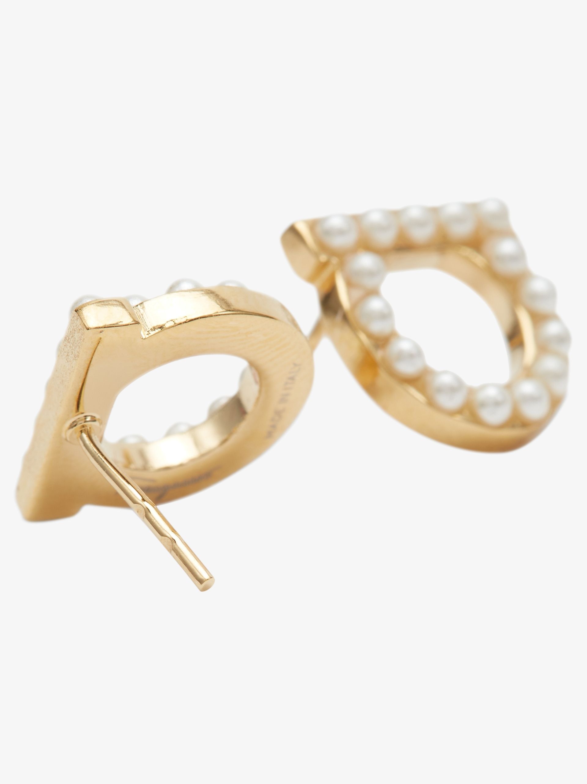 gold-plated Gancini pearl stud earrings - 3