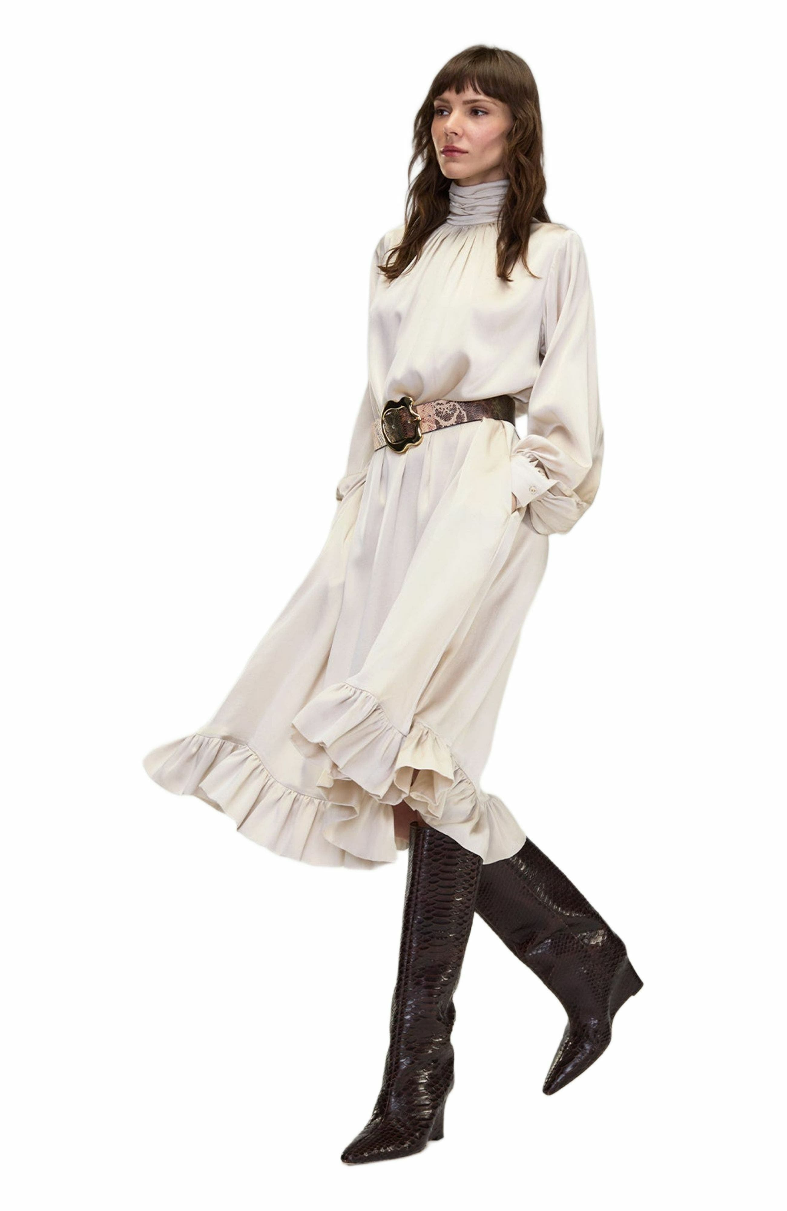 Cynthia Rowley Monroe Silk Charmeuse Dress in Stone at Nordstrom - 6