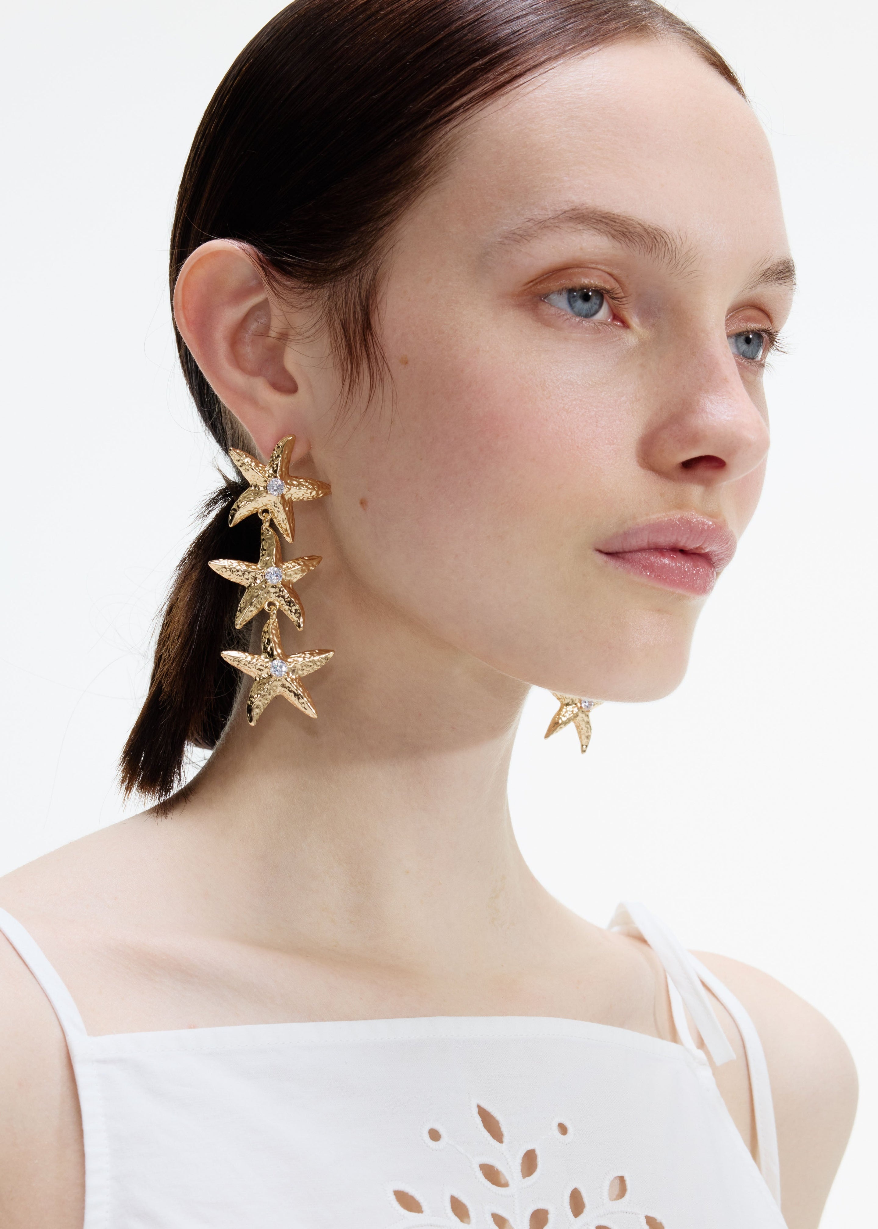 Mottled Gold Sea Star Earrings - 3