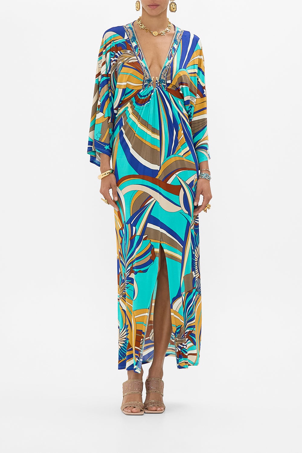DRAPED JERSEY DRESS WITH HARDWARE - 2