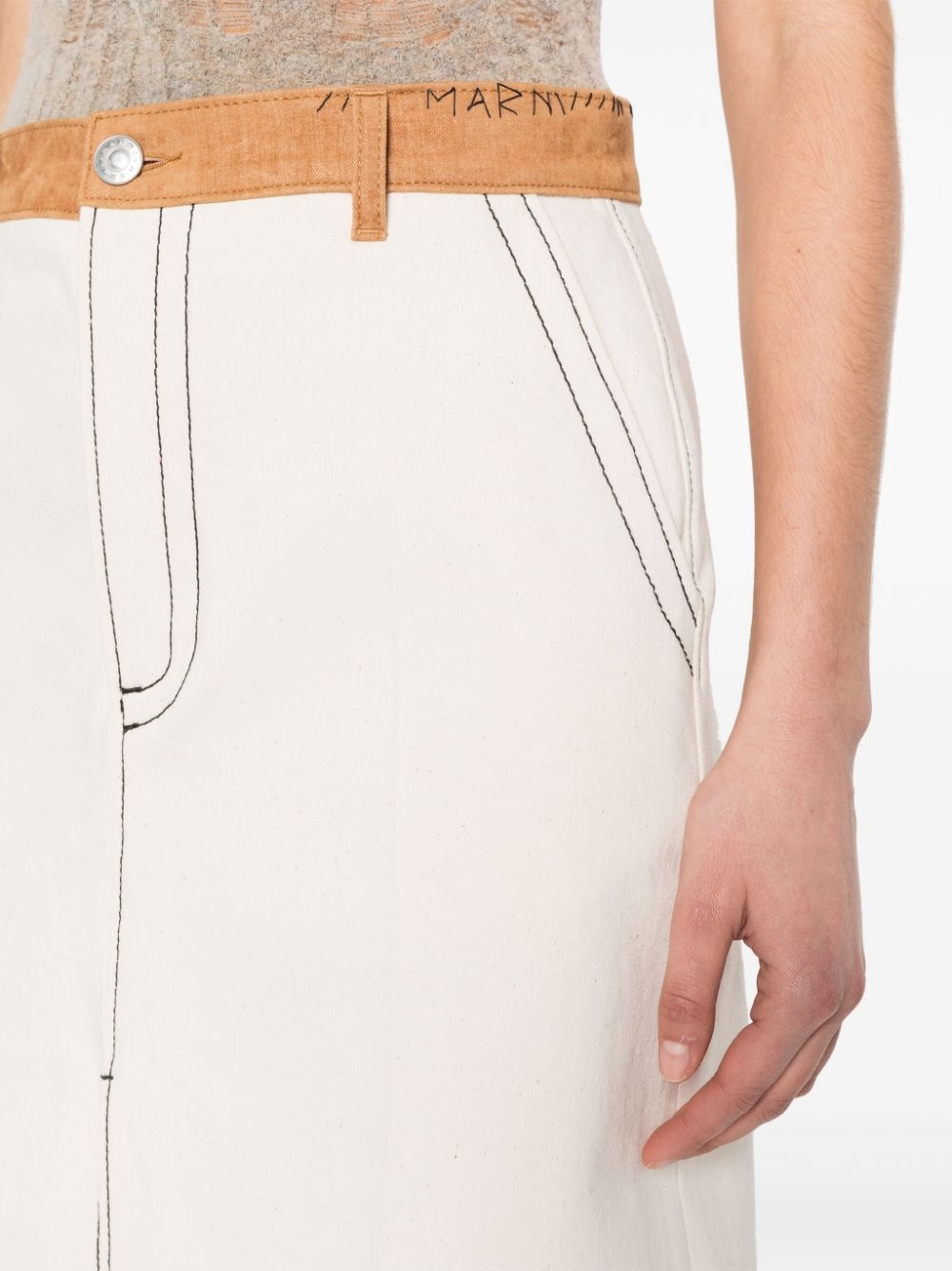 slit-detail cotton midi skirt - 5