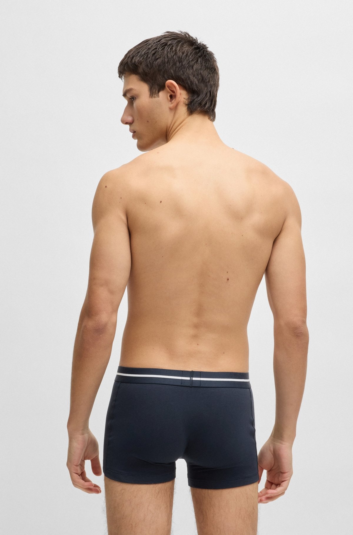 THREE-PACK OF STRETCH-COTTON TRUNKS WITH LOGO WAISTBANDS - 3
